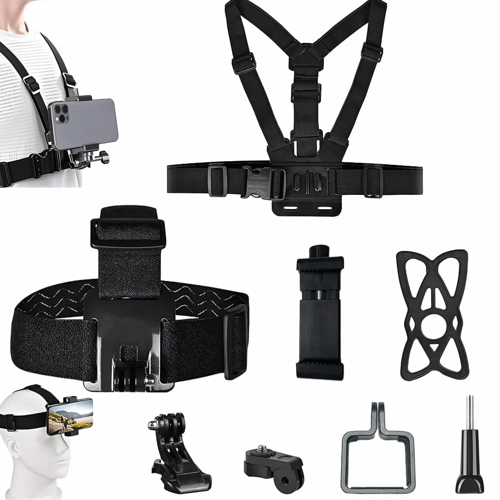 Soporte Móvil Pecho para Phone, Cámara de Montaje en el Pecho para Paseos al Aire Libre y Transmisiones en Vivo
