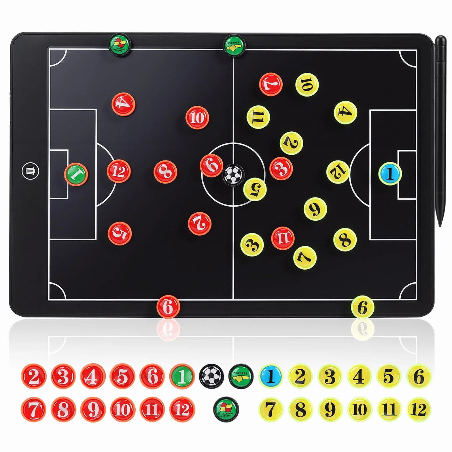 Tablero de tácticas LCD 16 pulgadas fútbol, electrónico mejorado, bloc escritura táctico magnético marco ABS, impermeable resistente caídas con bolígrafo