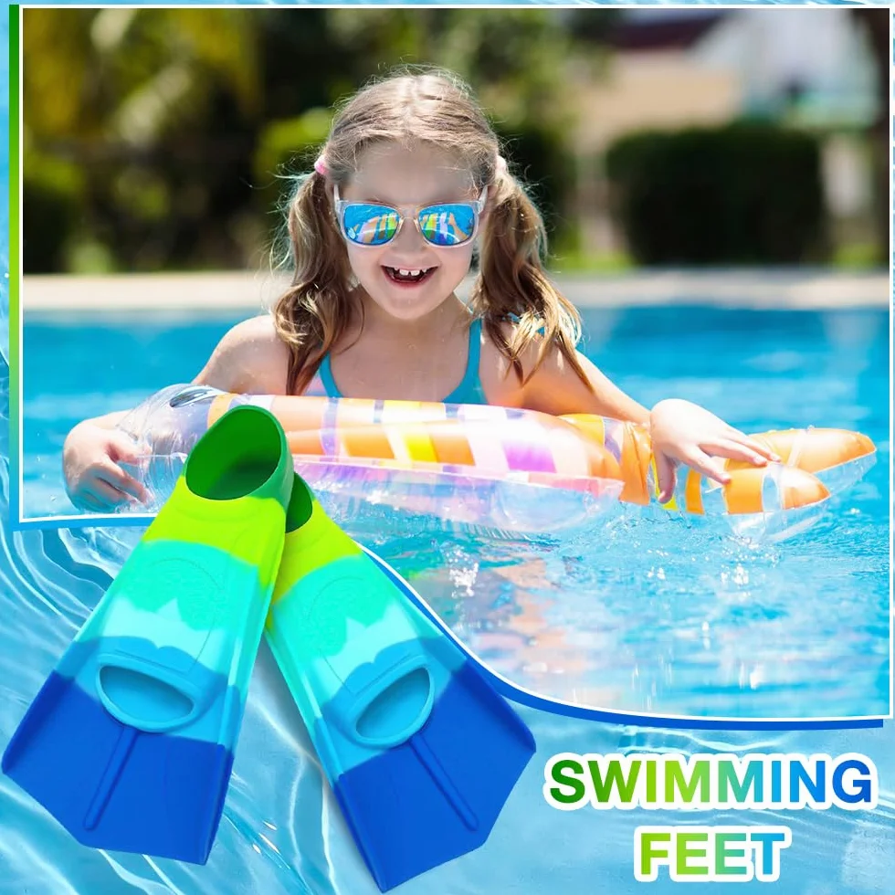 Aletas de Natación para Niños de Silicona, Entrenamiento de Buceo, Azul