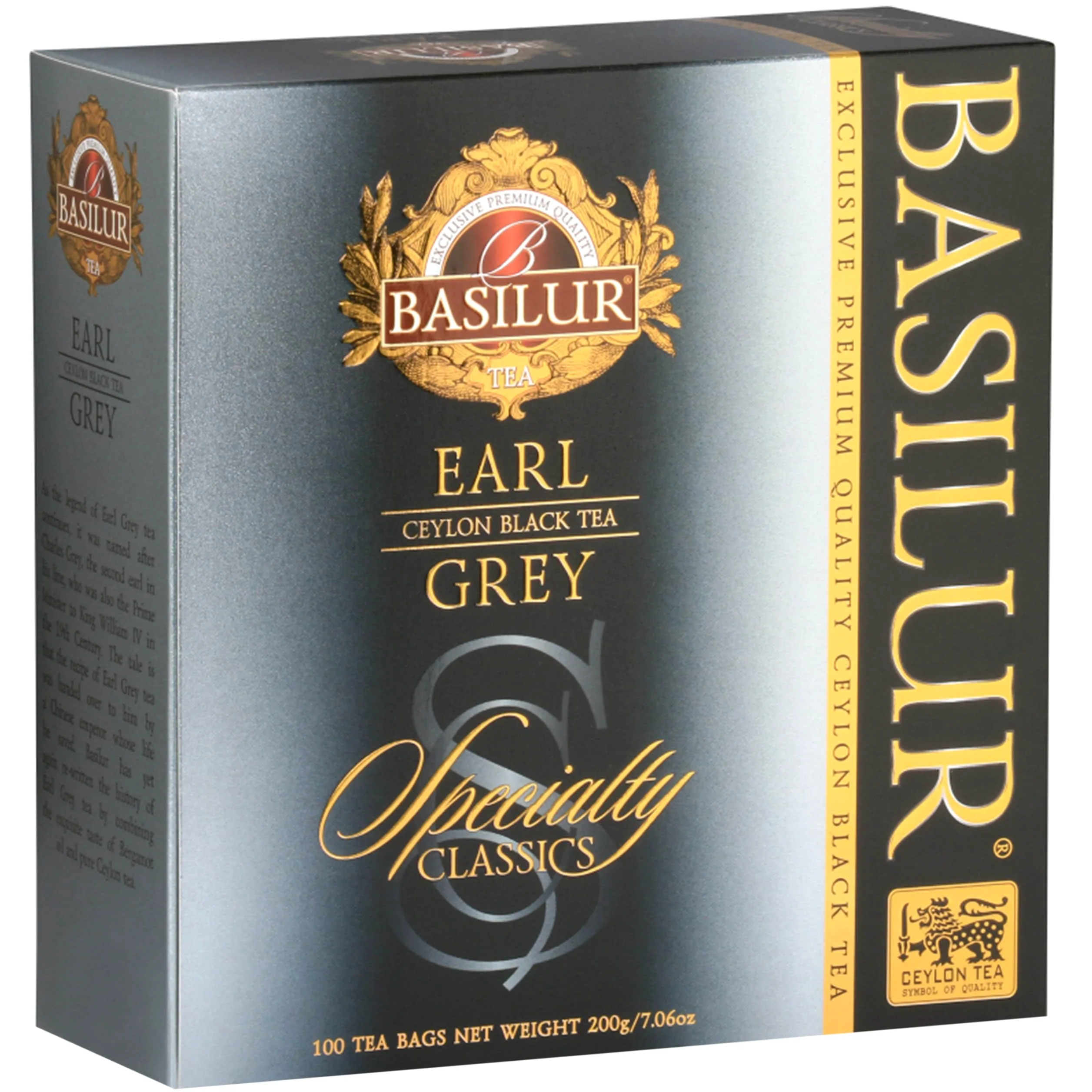 sarcia.eu BASILUR Earl Grey- Té Negro de Ceilán con Aceite de bergamota en bolsitas, 100x2g, 3 Paquetes