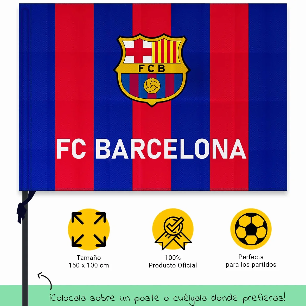 Bandera oficial del Barcelona de Fútbol 150x100 cm con Llavero Culers
