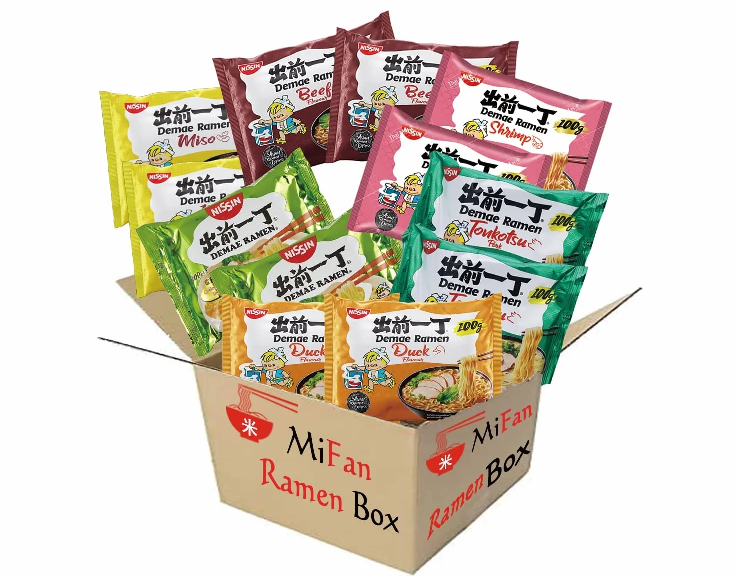 MiFan Ramen Box 15 Paquetes Fideos Instantáneos 5 Sabores