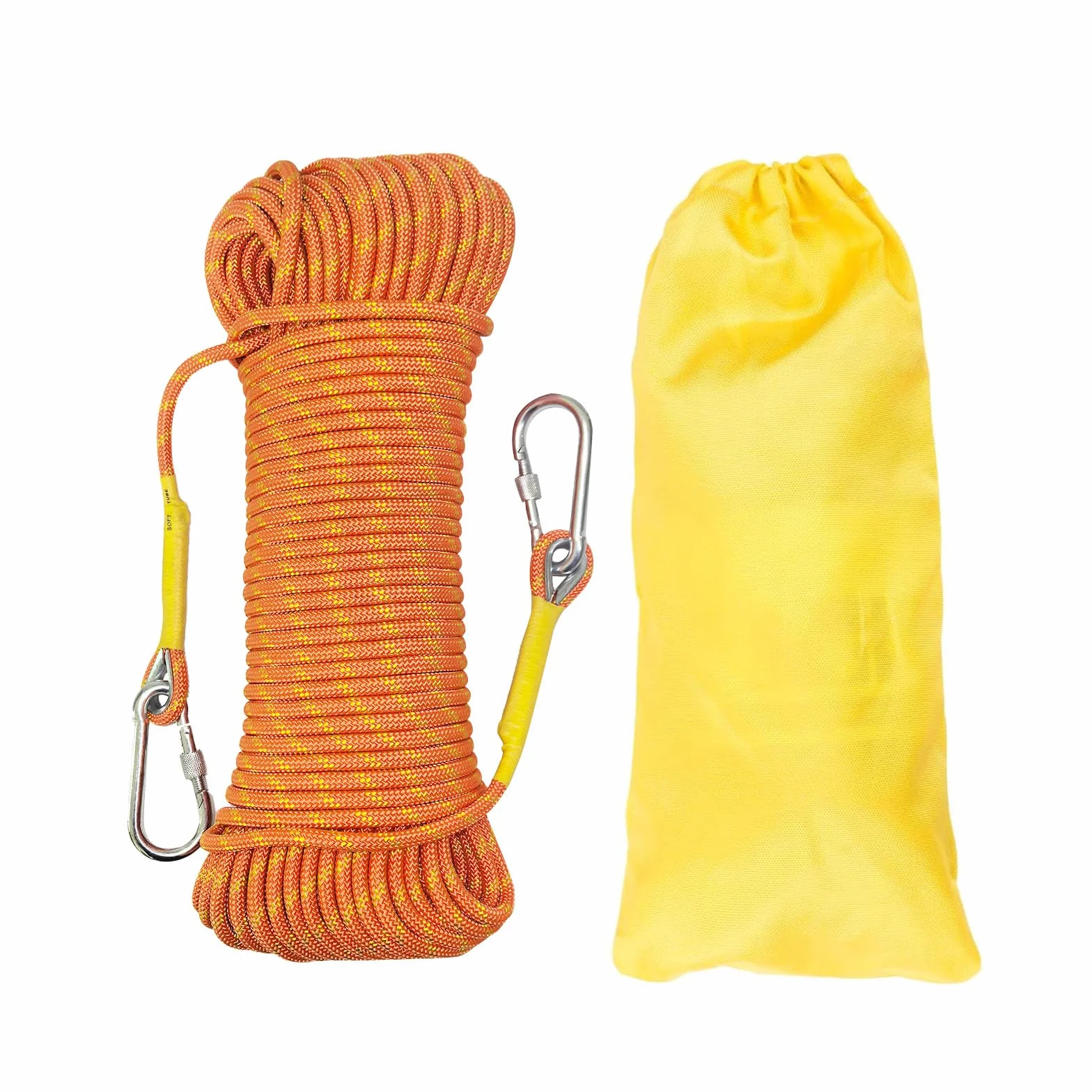 Cuerda de Escalada 8mm 4m Estática con 2 Mosquetones Naranja