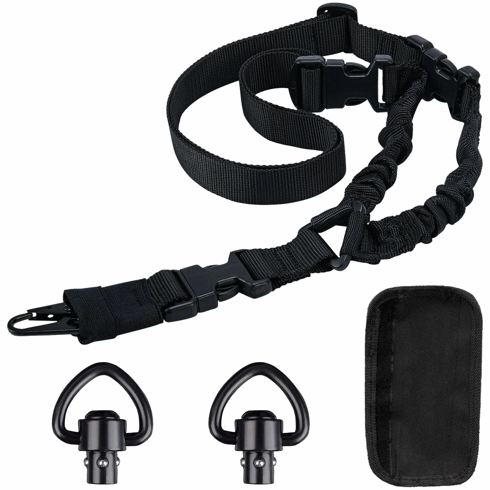 Correa Táctica 1 Punto Sling Ajustable Rifle Nylon con Gancho Metal y 2 QD Swivel para Airsoft Caza