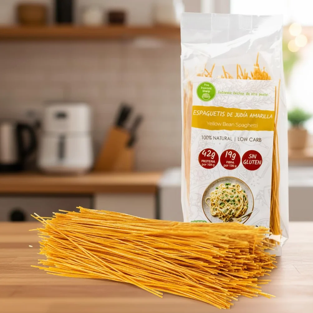 The Konjac Shop - Espaguetis de Judía Amarilla 200 g - Pasta Proteica, Sin Gluten, Baja en Calorías y Alta en Proteínas