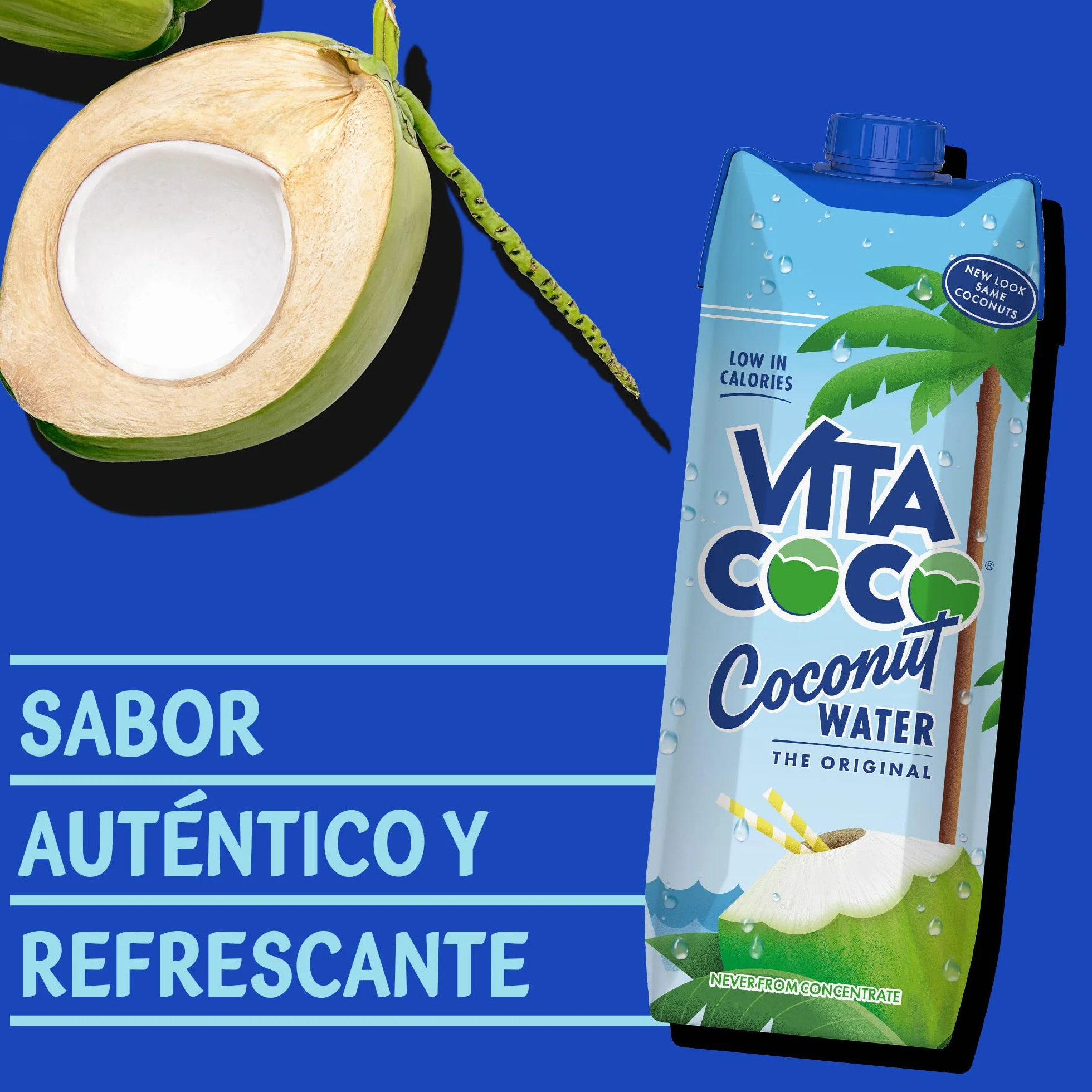Vita Coco Agua De Coco Pura 1L x 6 Hidratante Natural Electrolitos Sin Gluten Vitamina C Potasio