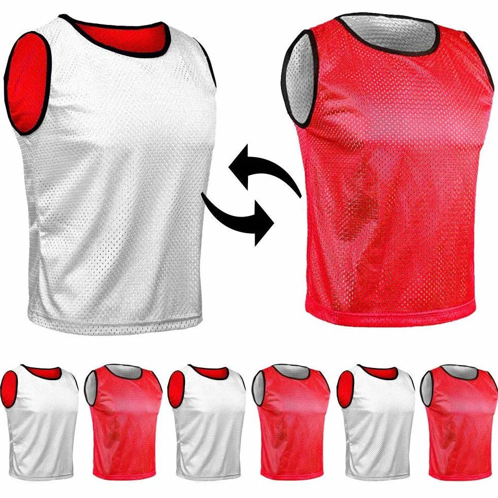 Petos Respirable de Fútbol Juego de 6 Piezas Camisetas de Dos Caras Malla Abierta Ligera Chaleco Entrenamiento Unisex S M L XL