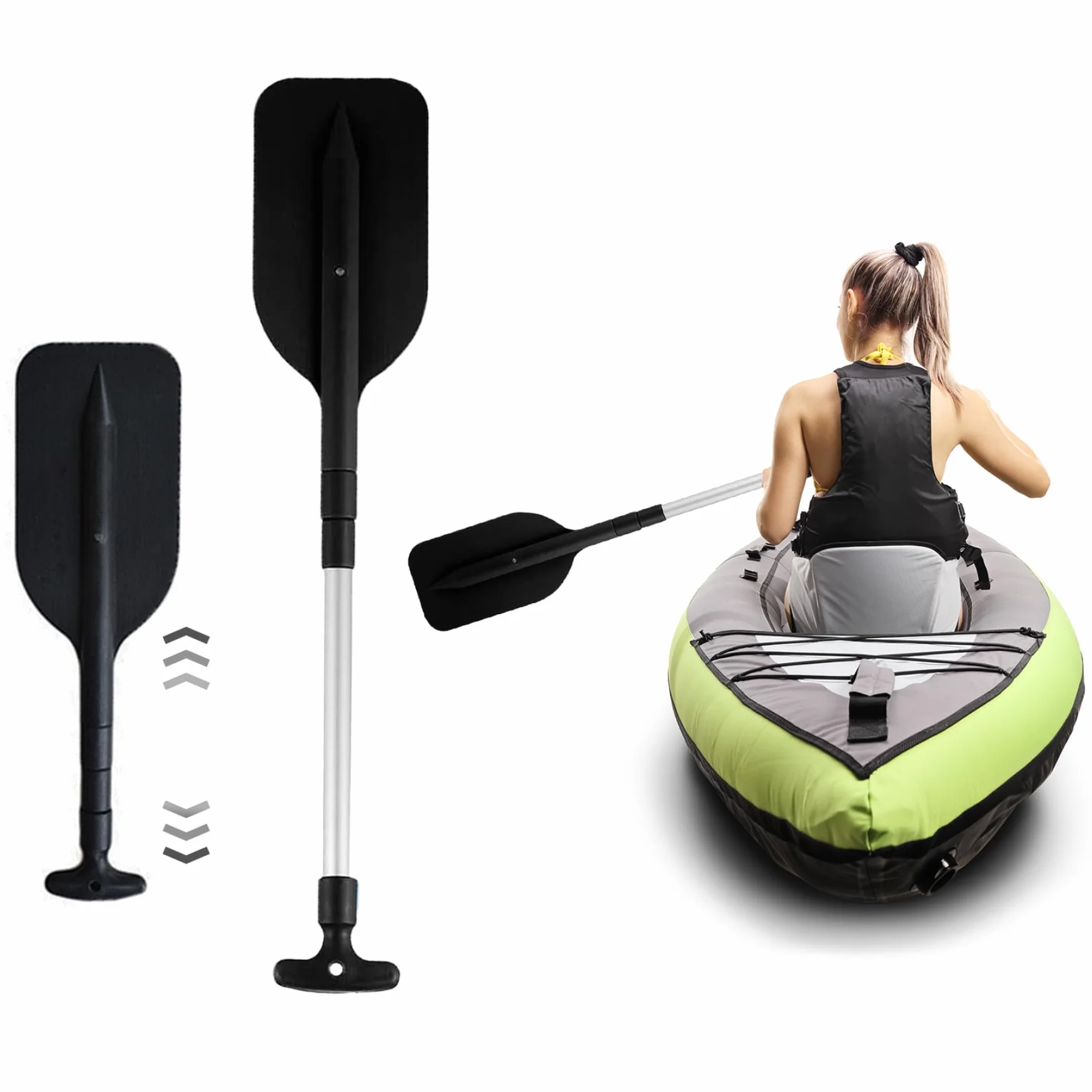 Remo telescópico para kayak 2 piezas con cuchillas de plástico mango en T