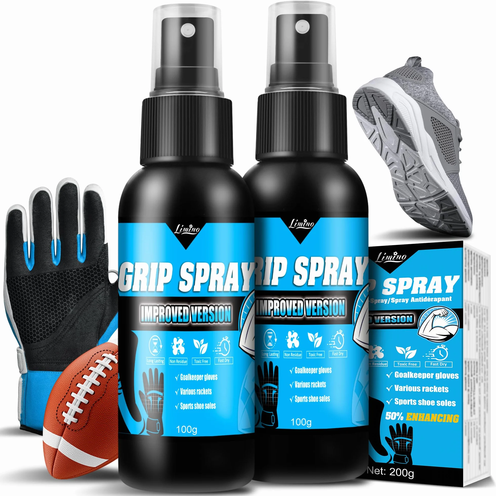 Limino Grip Spray Guantes de Portero en Aerosol 200 g Accesorios Entrenamiento Fútbol Baloncesto Tenis Golf