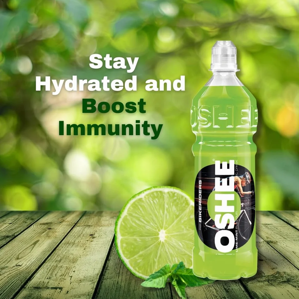 OSHEE LIME isotonic Drink 750ml (Pack of 6) - Addition of vitamins and L-carnitine - Sugar Free - Hydration - Vitamin Drinks