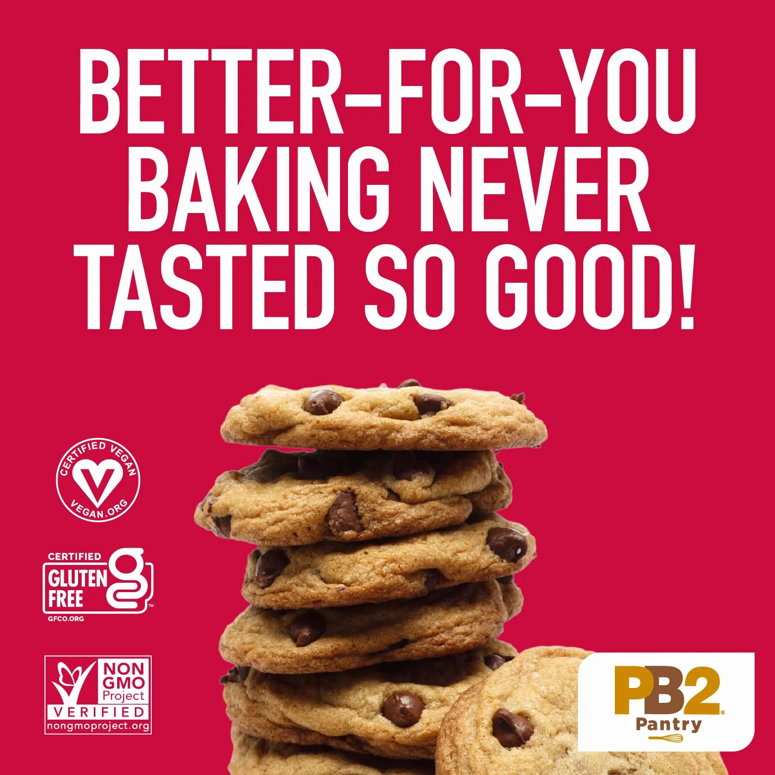 PB2 Pantry Mezcla de galletas con chispas de chocolate, tarro de 16 onzas, certificado vegano, sin gluten, sin OMG, 4 g de proteína vegetal por galleta