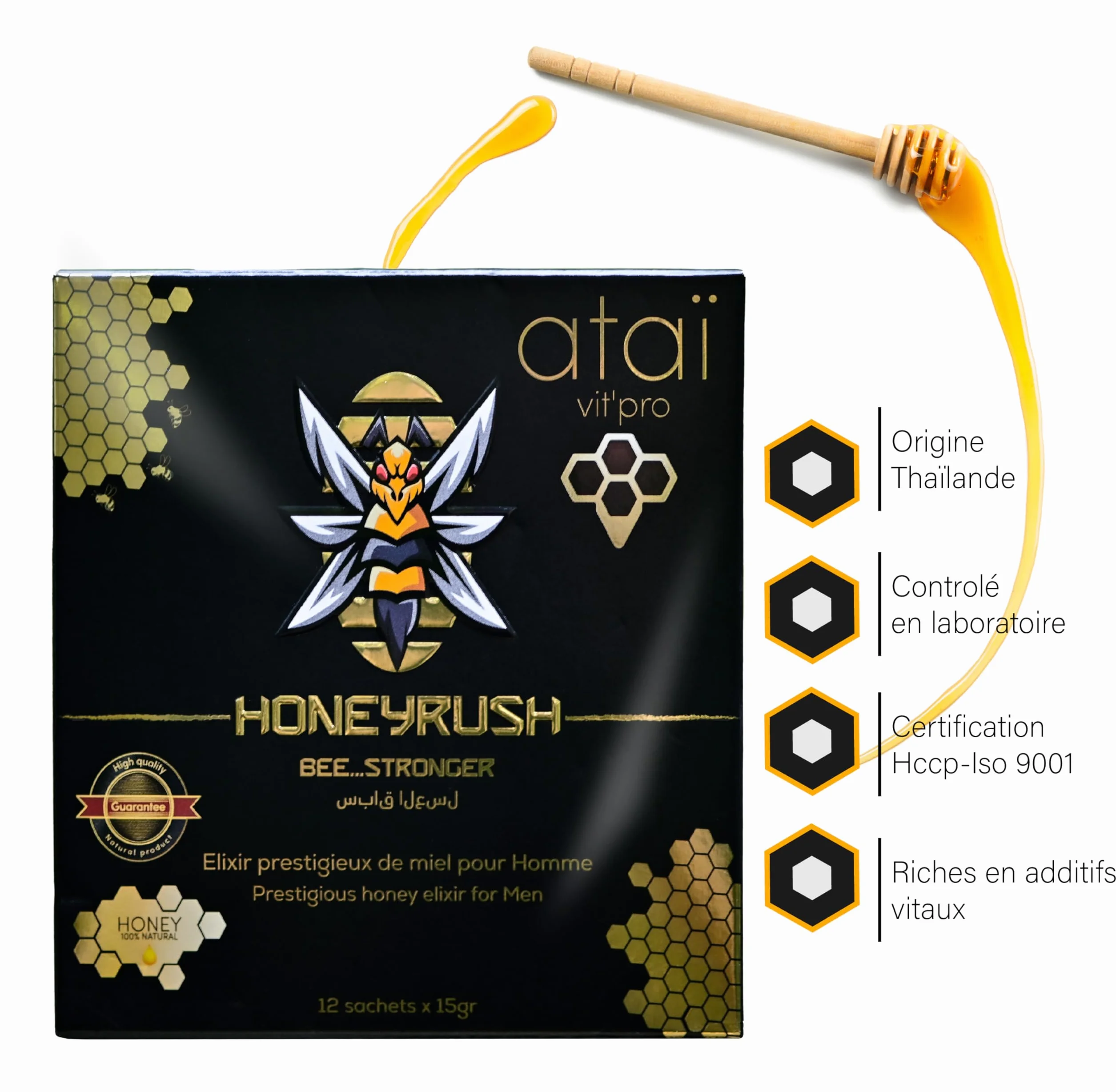 HONEY BEERUSH Miel Afrodisíaco Potenciador Energético Libido Intensa Hombre 12 sobres 15g
