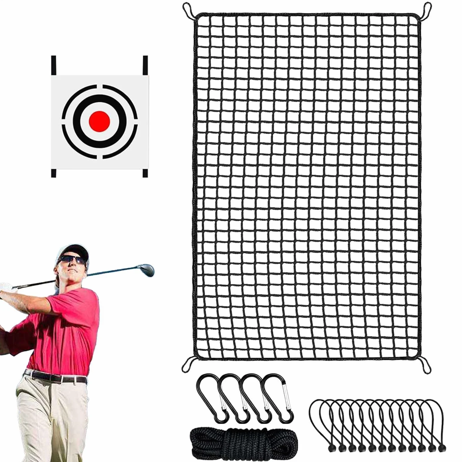 Red de práctica de golf, simulador de entrenamiento de swing con 12 cuerdas elásticas