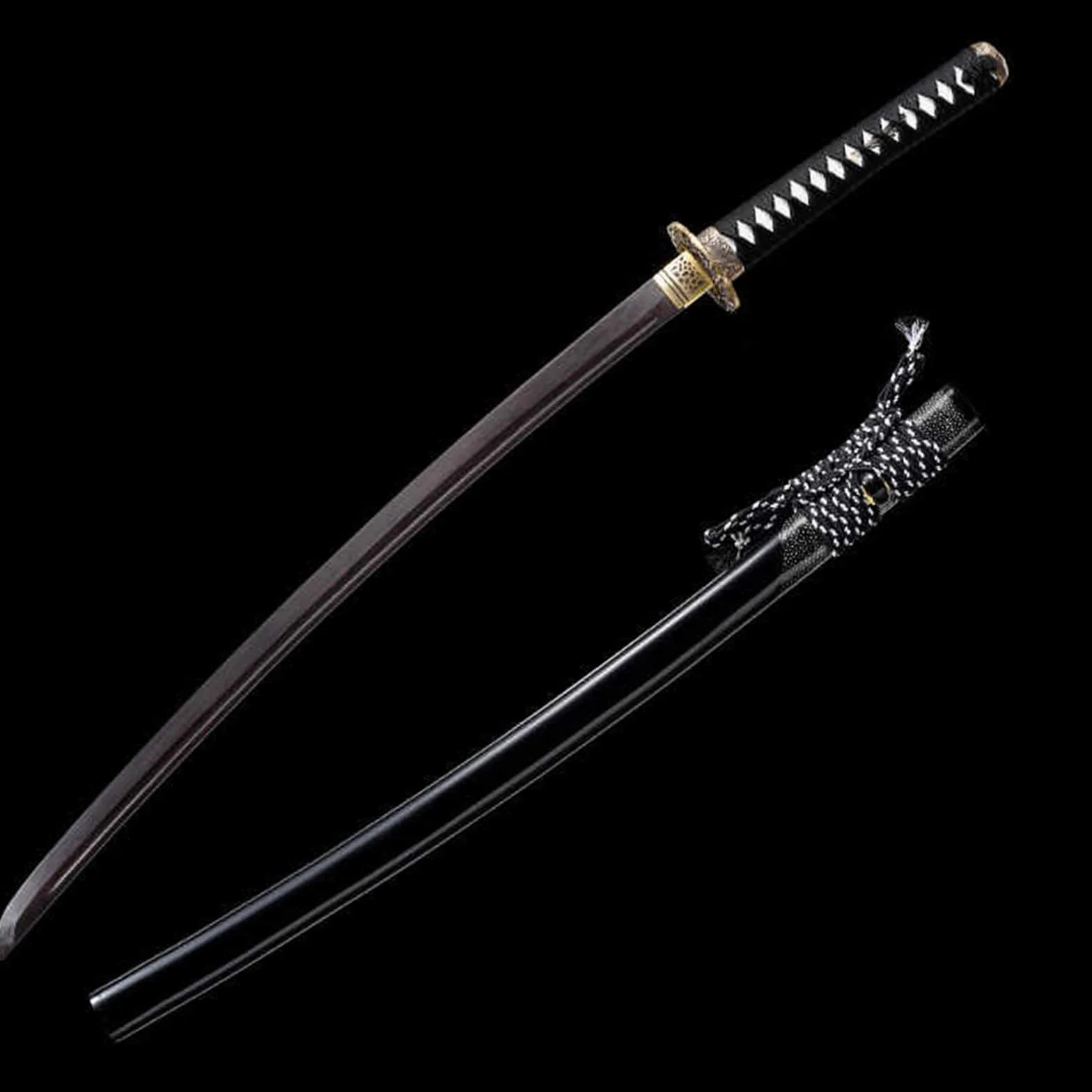 Bokken negro 103 cm hecho a mano espada samurái de ébano natural guardamanos de cobre puro katana japonesa de madera para entrenamiento