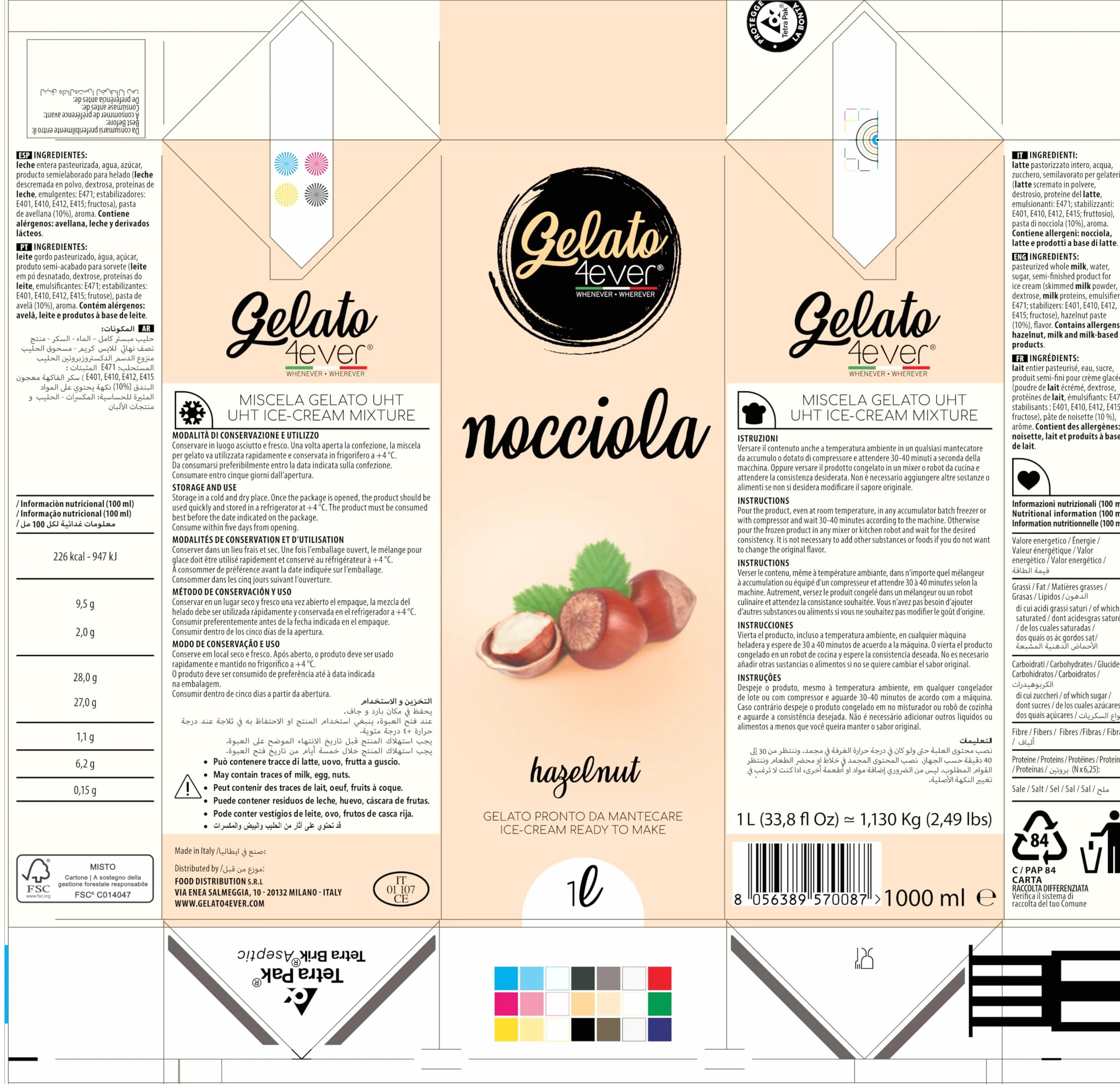 Gelato 4ever - Preparado para helado listo para mantecar, Double Pack, fácil de preparar, compatible con todas las máquinas para helados como Ninja Creami, Magimix, HKoenig, 1 litro para brick