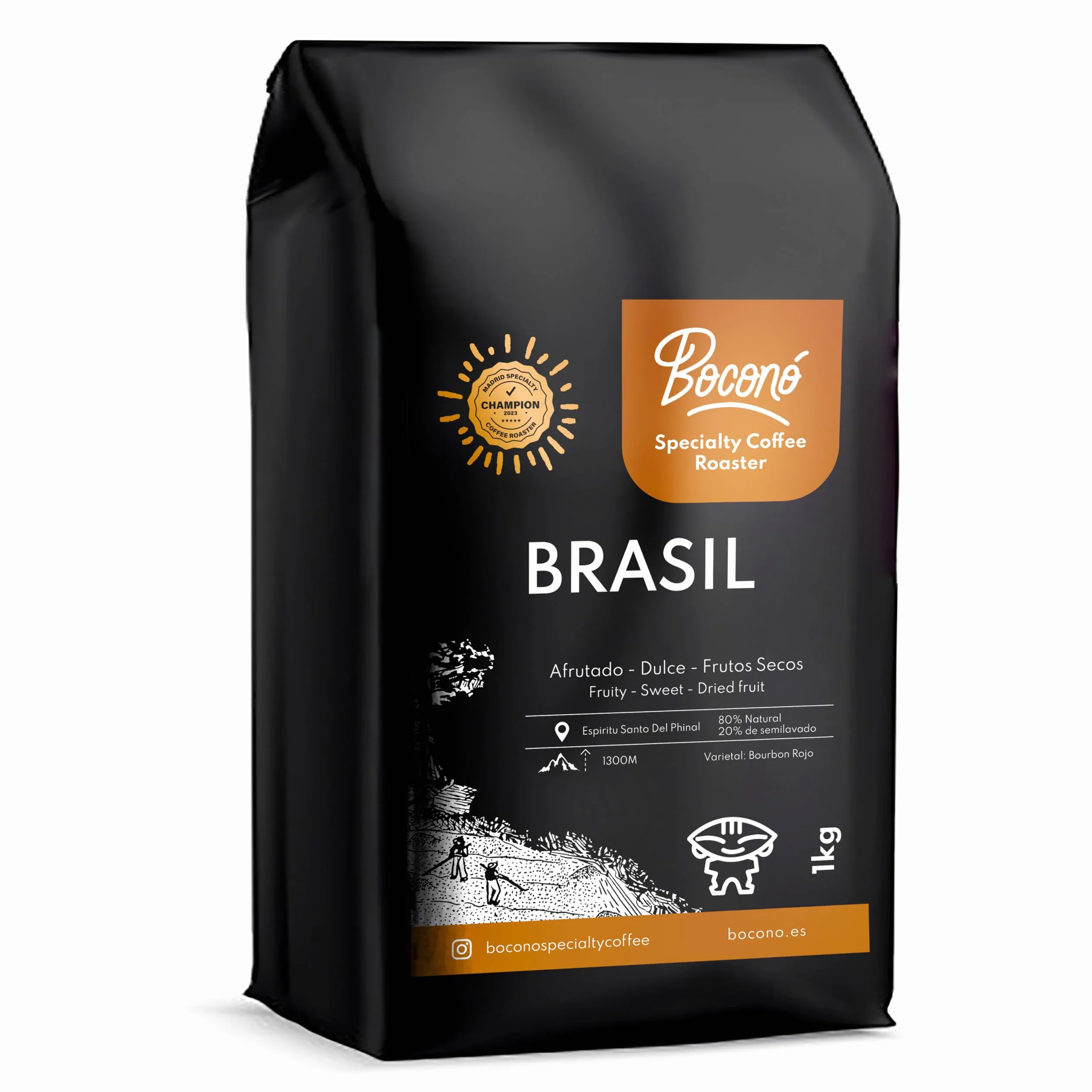 Café en grano arábica Brasil Boconó specialty coffee tueste medio 1 kg natural espresso V60 Chemex