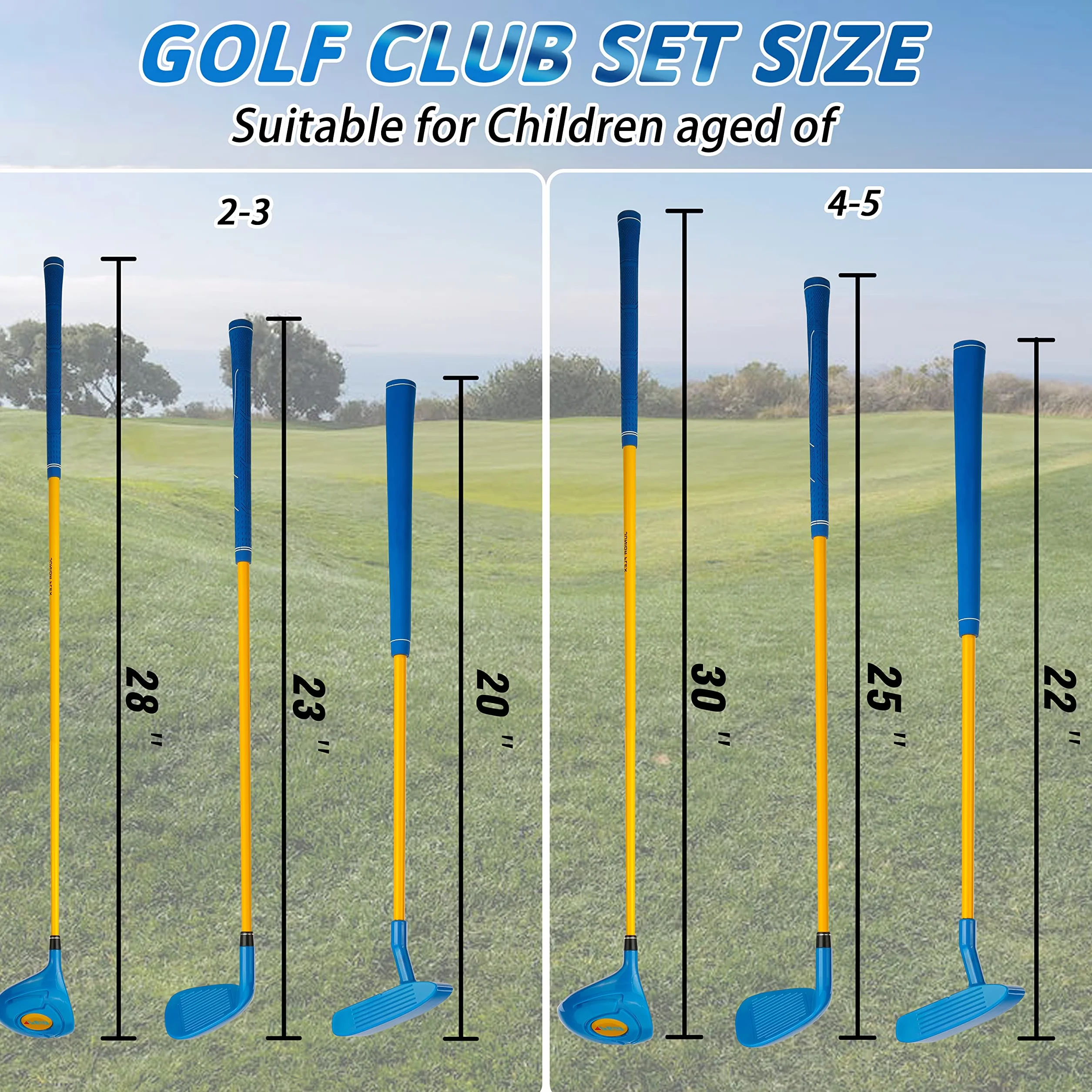 PGM Juego de palos de golf para niños 3 piezas madera hierro putter entrenamiento