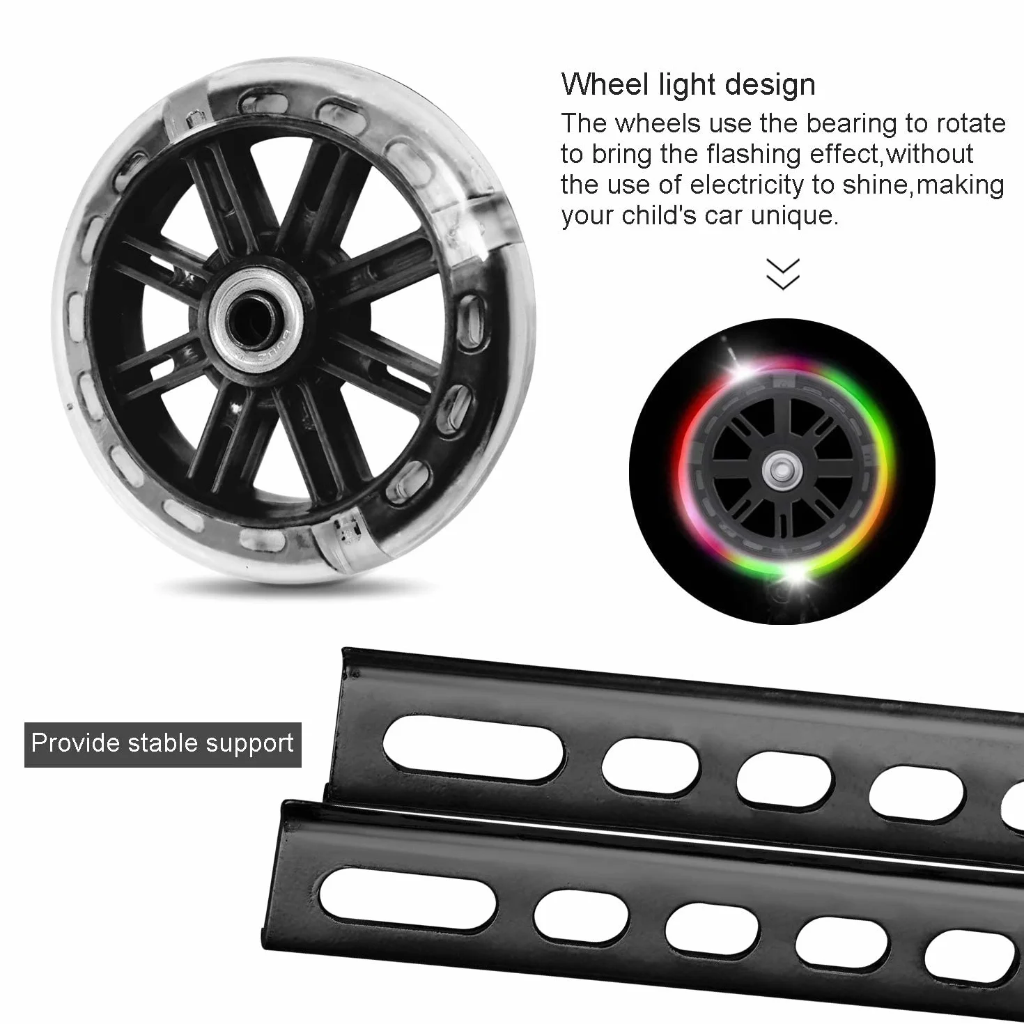 Ruedas de apoyo para bicicleta infantil, estabilizadores universales 12-18 pulgadas negro flash