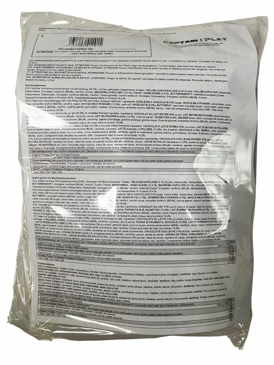 CAPTAIN PLAY Mix de Dulces y Chocolatinas en Formato mini, 210 Piezas en Paquete individual, para Cumpleaños de Niñoscon con 6 Niños, Bolsa con 937g
