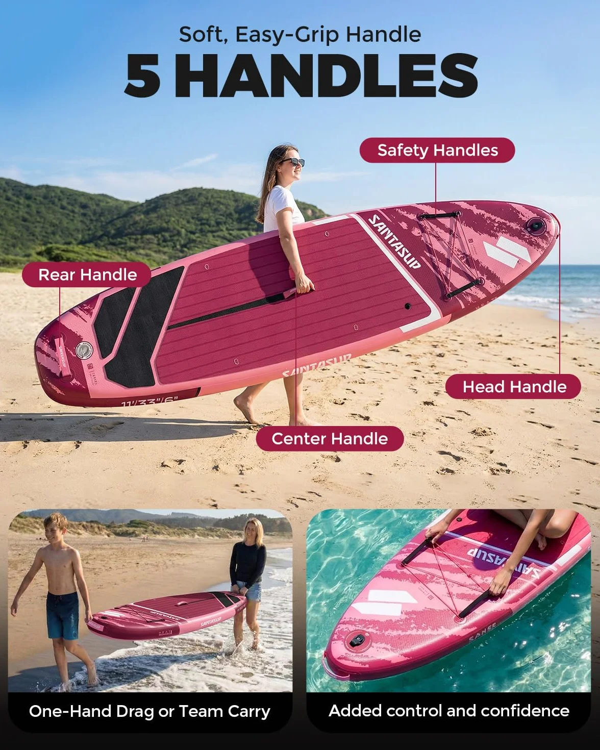 Tabla de Remo Inflable con Accesorios, Amplia Postura, para Adultos y Jóvenes