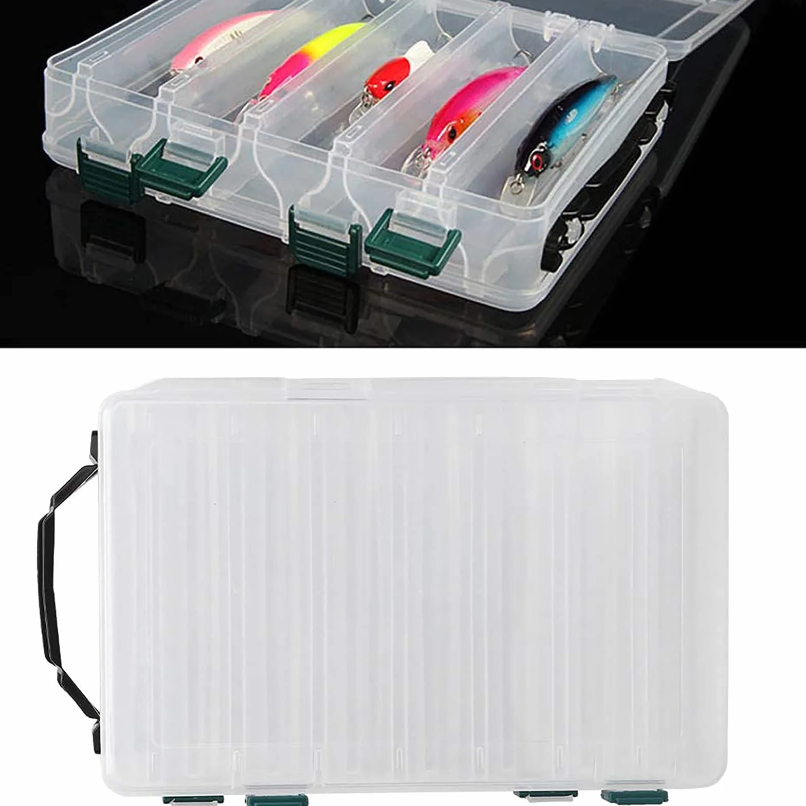 Cajas de Pesca Doble Cara Compartimentos 27x18x4.7cm Organizadora Accesorios