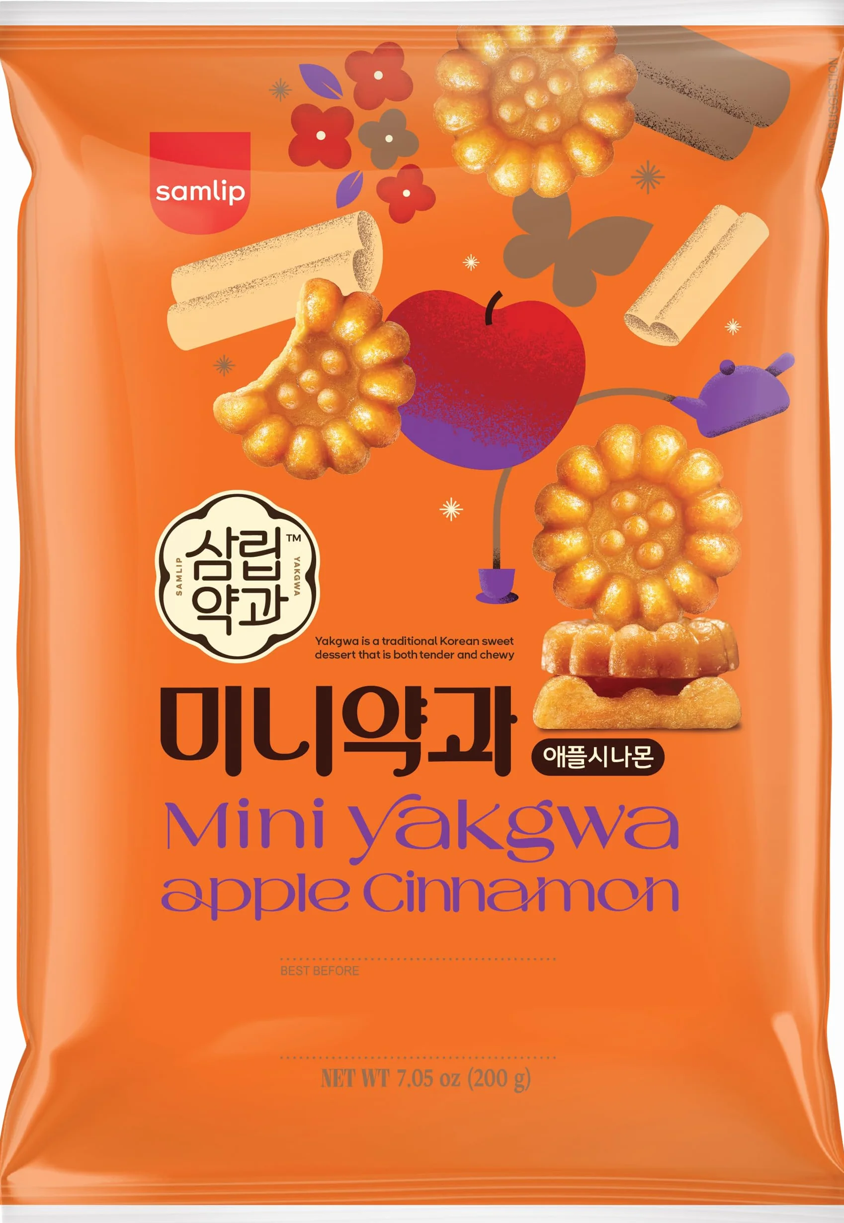 SAMLIP Pastelito dulce al estilo coreano, con sabor a manzana y canela - 1 x 200 g
