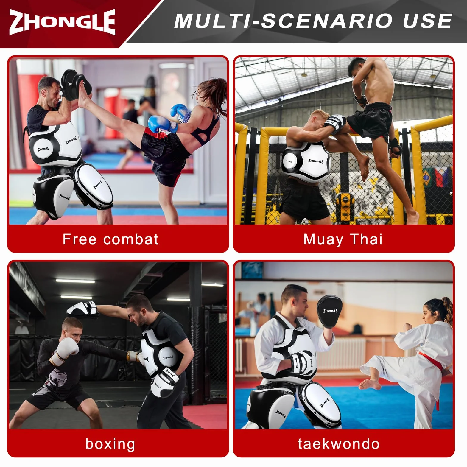 Protector de Cuerpo Profesional, Chaleco de Boxeo, Almohadilla de Bateador Pesado, Taekwondo, Protector de Cuero para Boxeo (White+)