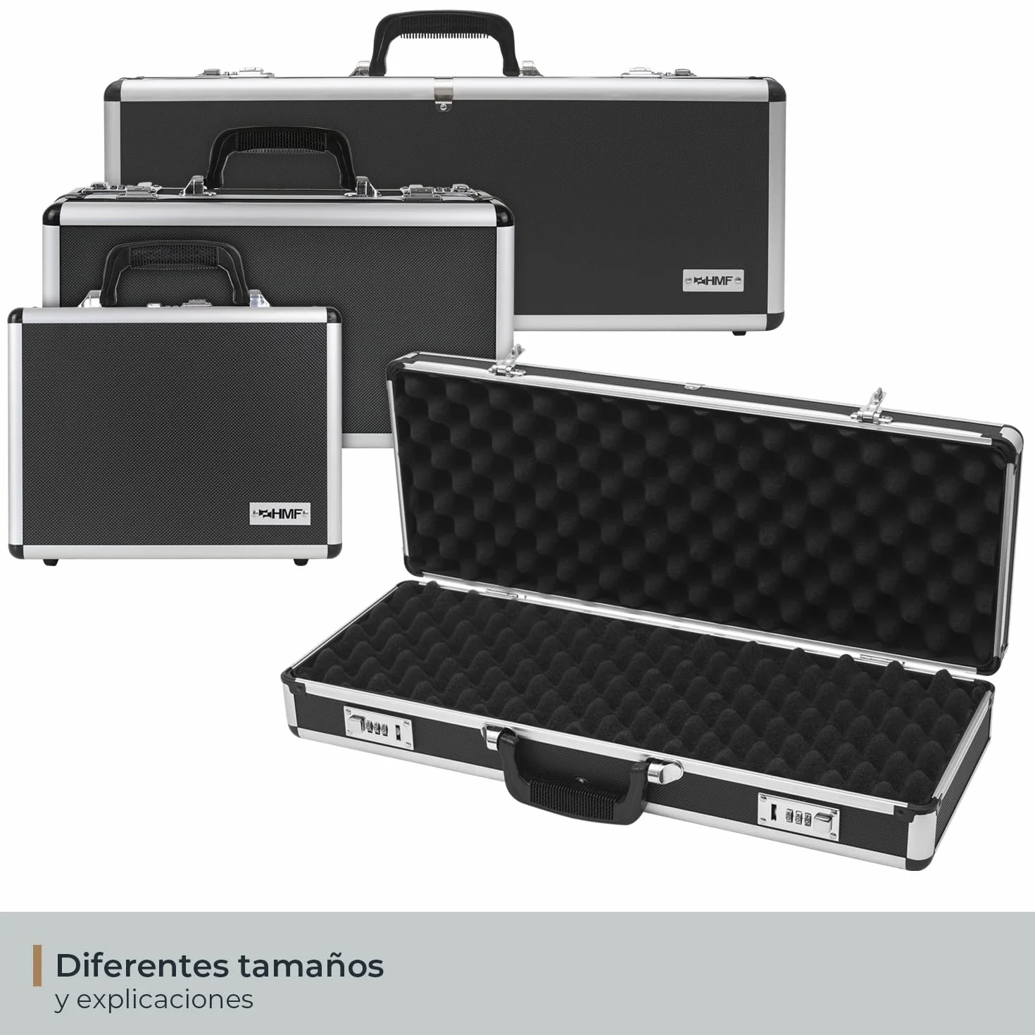 Funda de Aluminio para Pistola con Cerradura de Combinación 62 x 26 x 12 cm Negro