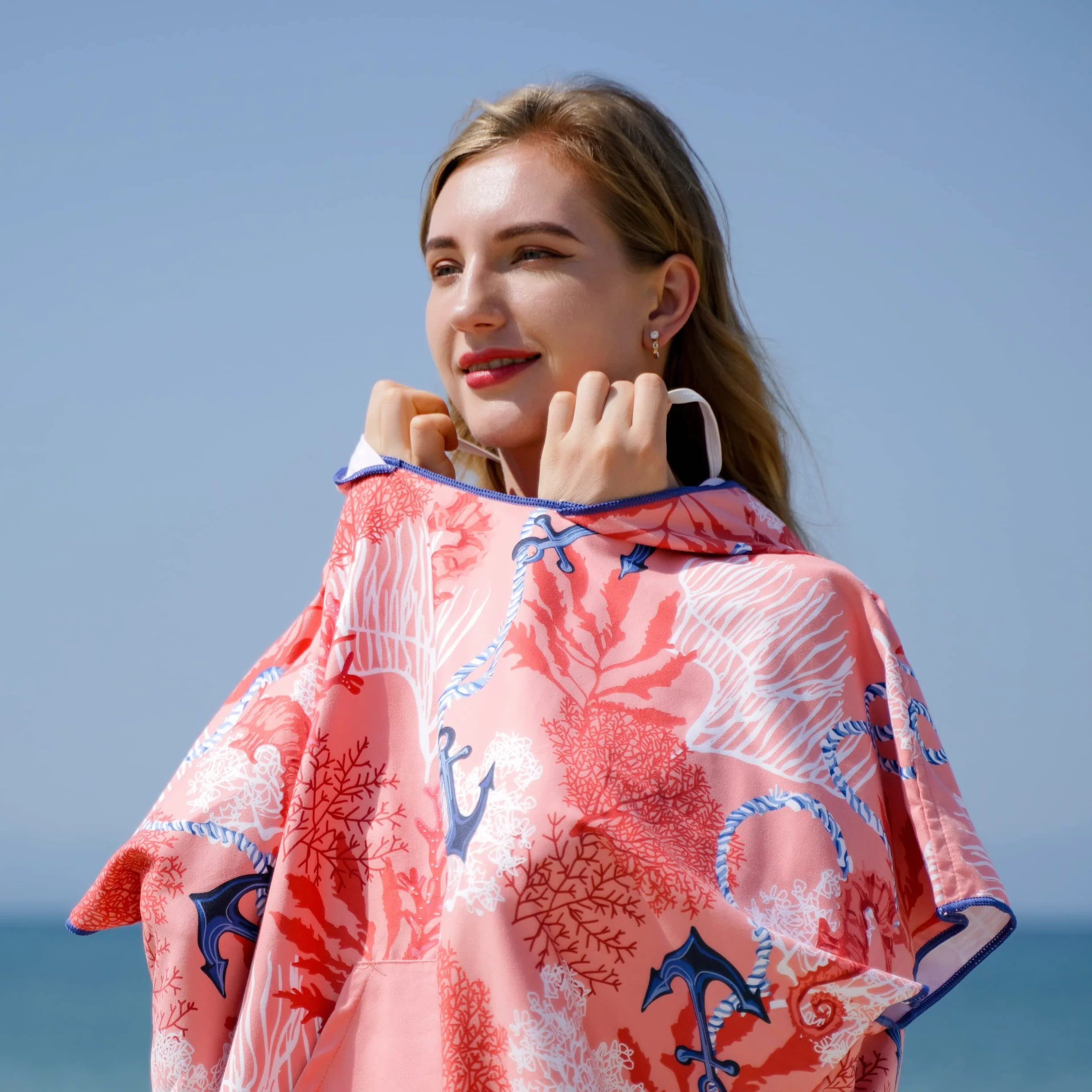Poncho Surf Secado Rápido Microfibra con Bolsillo y Capucha para Hombre Mujer Playa Natación Viajes Gris M