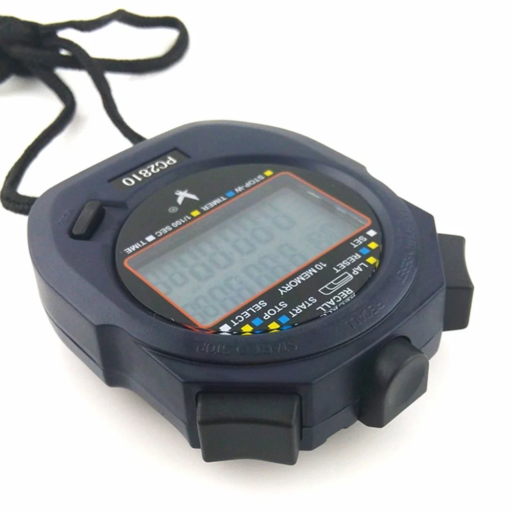 Cronómetro Deportivo Digital Profesional 2 Filas 10 Memoria Alarma Cuenta Regresiva PC2810