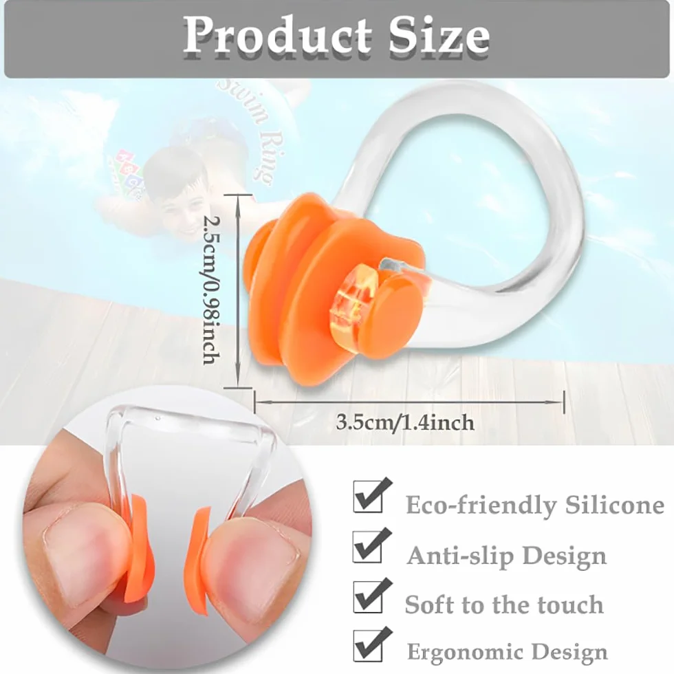 Pinzas de Nariz para Natación de Silicona Impermeables 8 Piezas para Adultos Principiantes