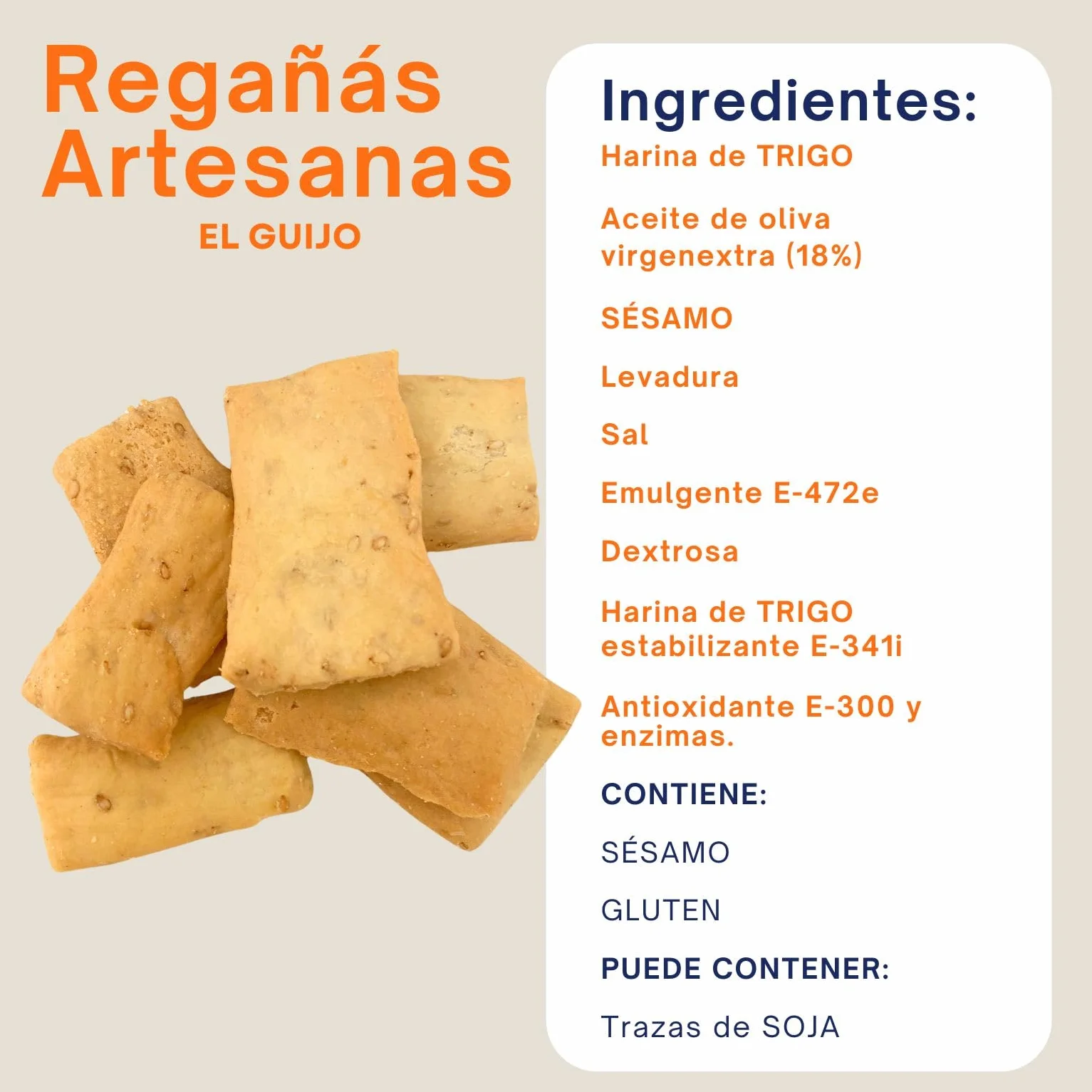 Regañá Artesana El Guijo 18% Aceite de Oliva Virgen Extra Pack 6x250g Cuadraditos Pan Crujiente