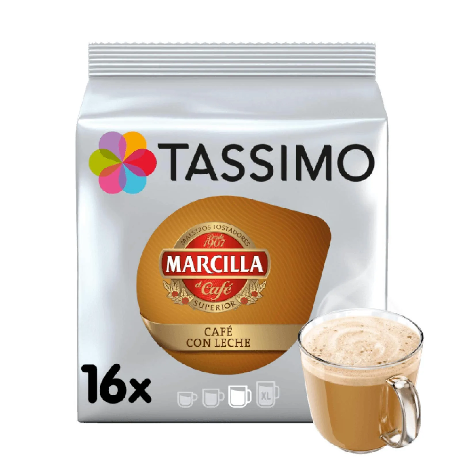 Tassimo Marcilla Cafe Con Leche cápsulas de café | 10 unidades (160 bebidas)