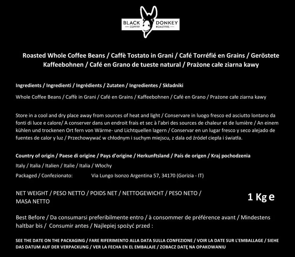 Black Donkey - 1KG Café Natural En Grano (DEVIL'S ROAST) | Extremadamente Fuerte | Altamente Cafeinado
