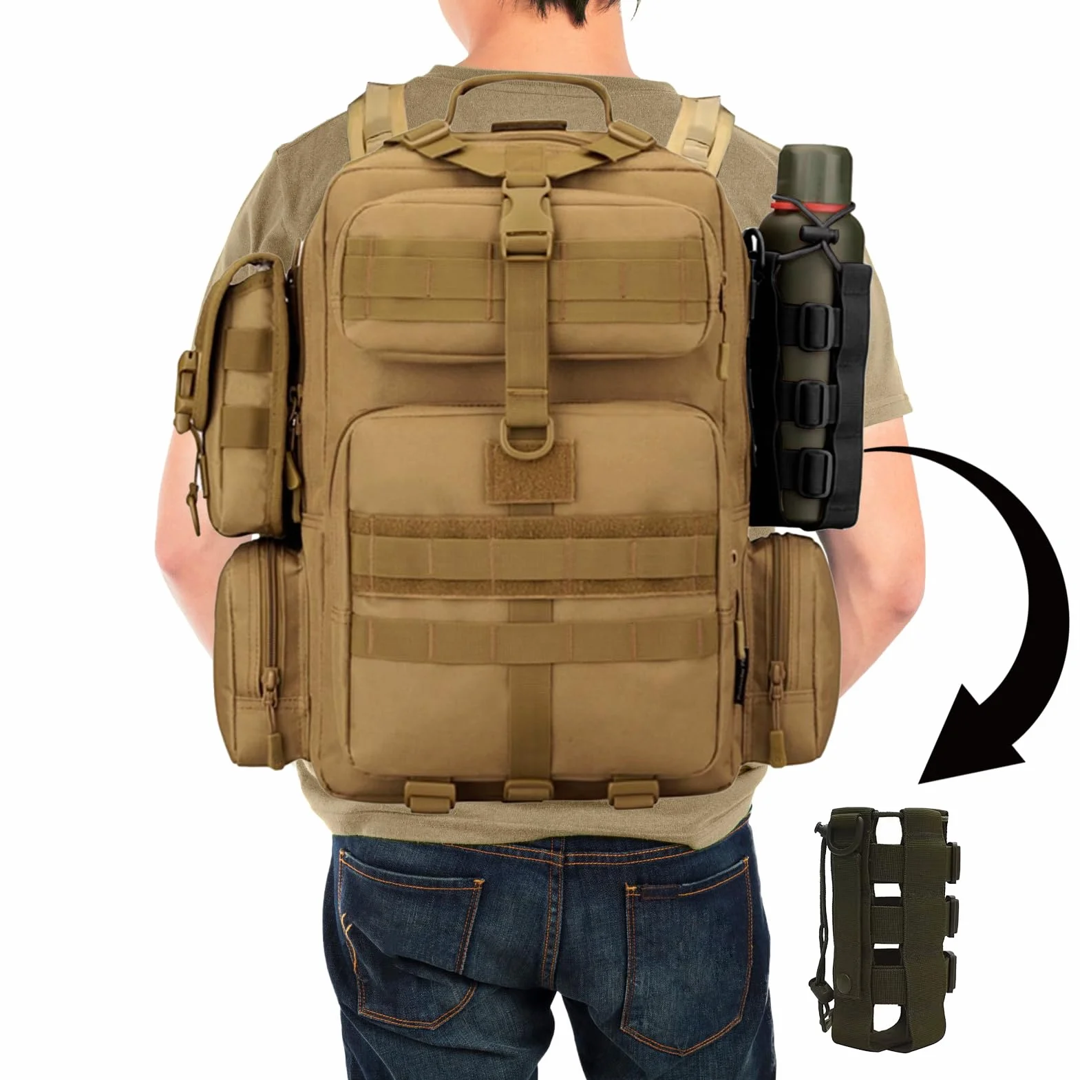 Bolsa Táctica Militar Impermeable Ajustable para Botella de Agua, Correr, Senderismo