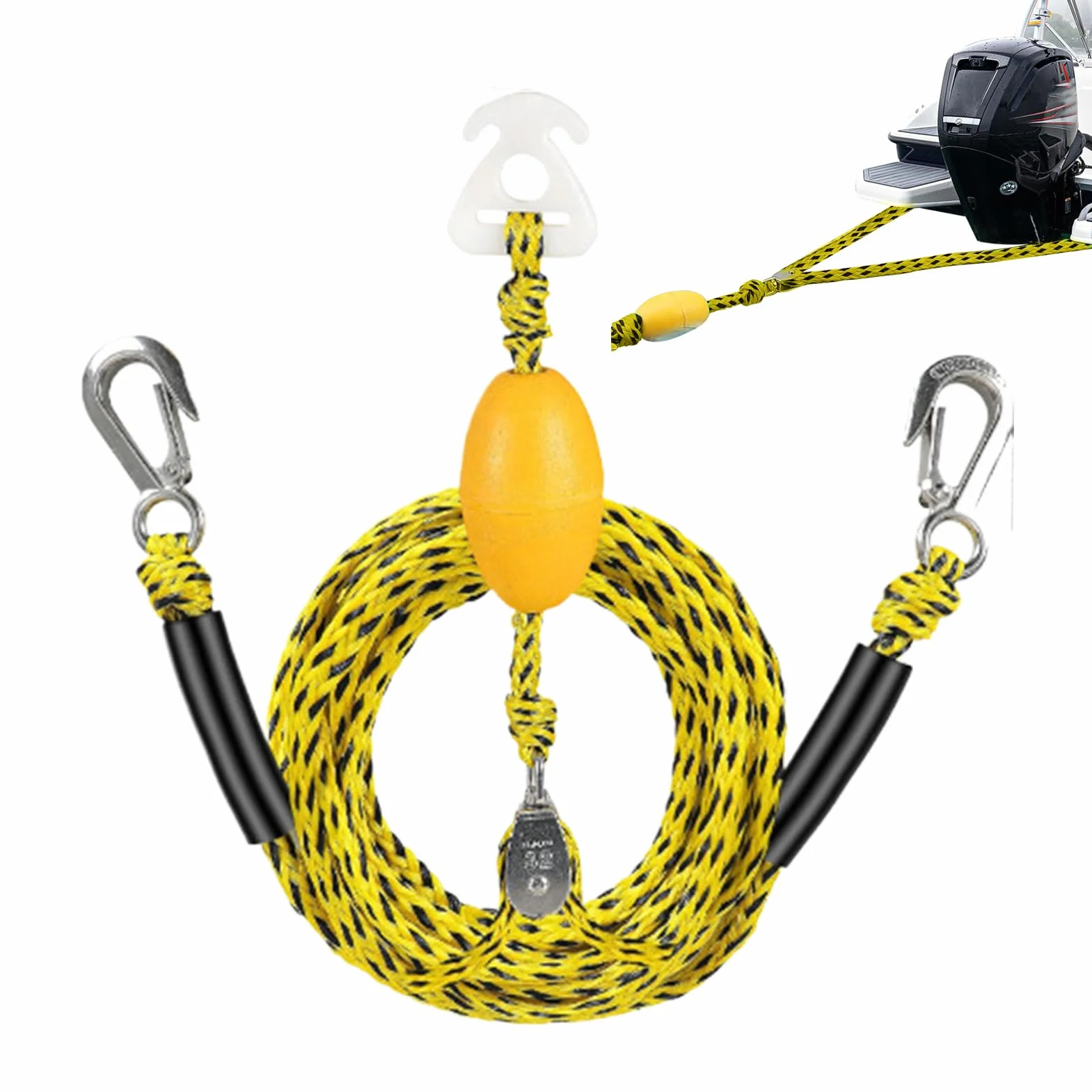 Arnés de remolque de botas - cuerda de remolque de deportes acuáticos, dispositivo de tren de tubo para 4 personas, bote de cuerda de remolque robusto