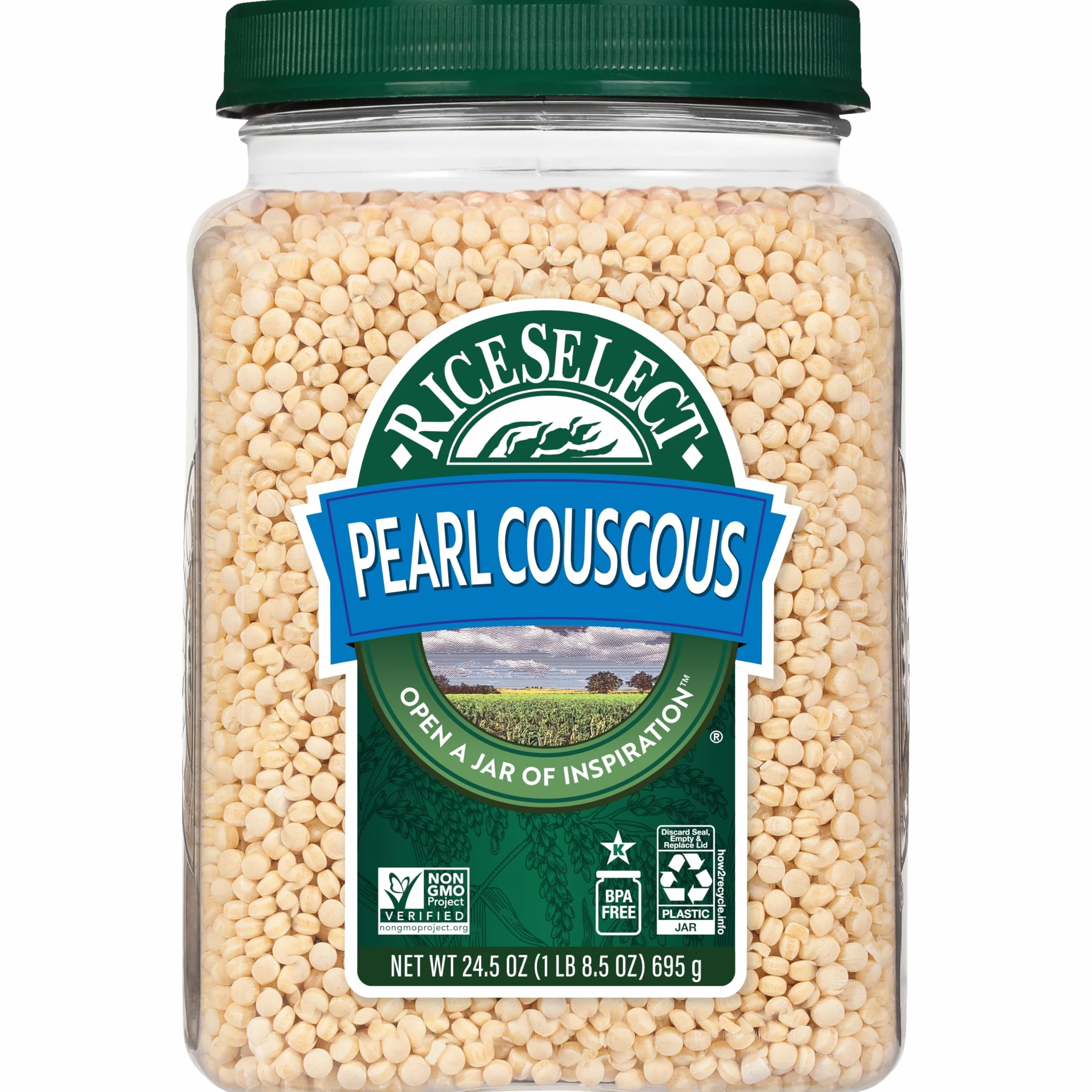 Pearl Couscous, Israeli-Style Non-GMO and Vegan Couscous Pasta, 24.5 Ounce Jar