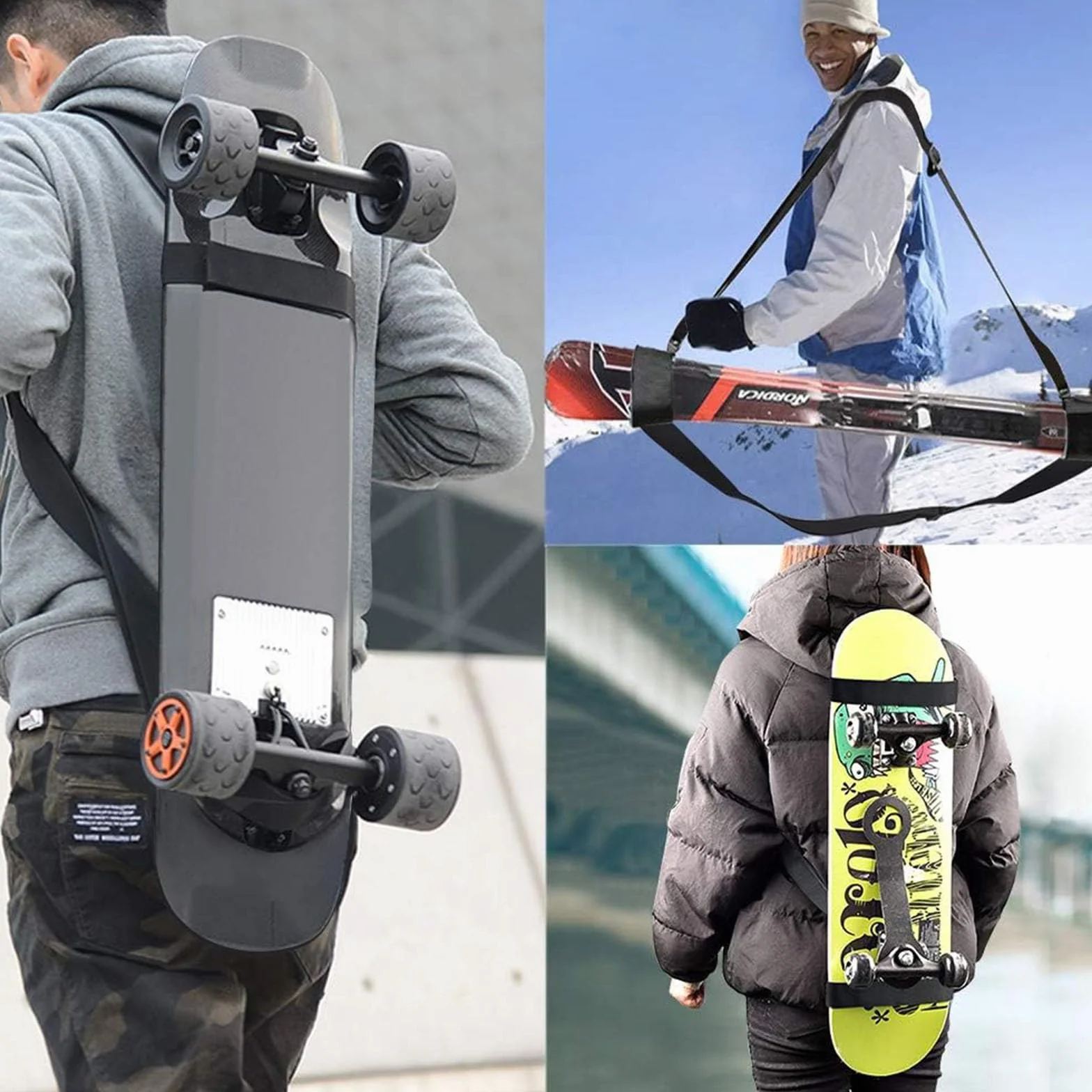 Correa de Transporte Mochila Ajustable para Snowboard Longboard Monopatín Equipo