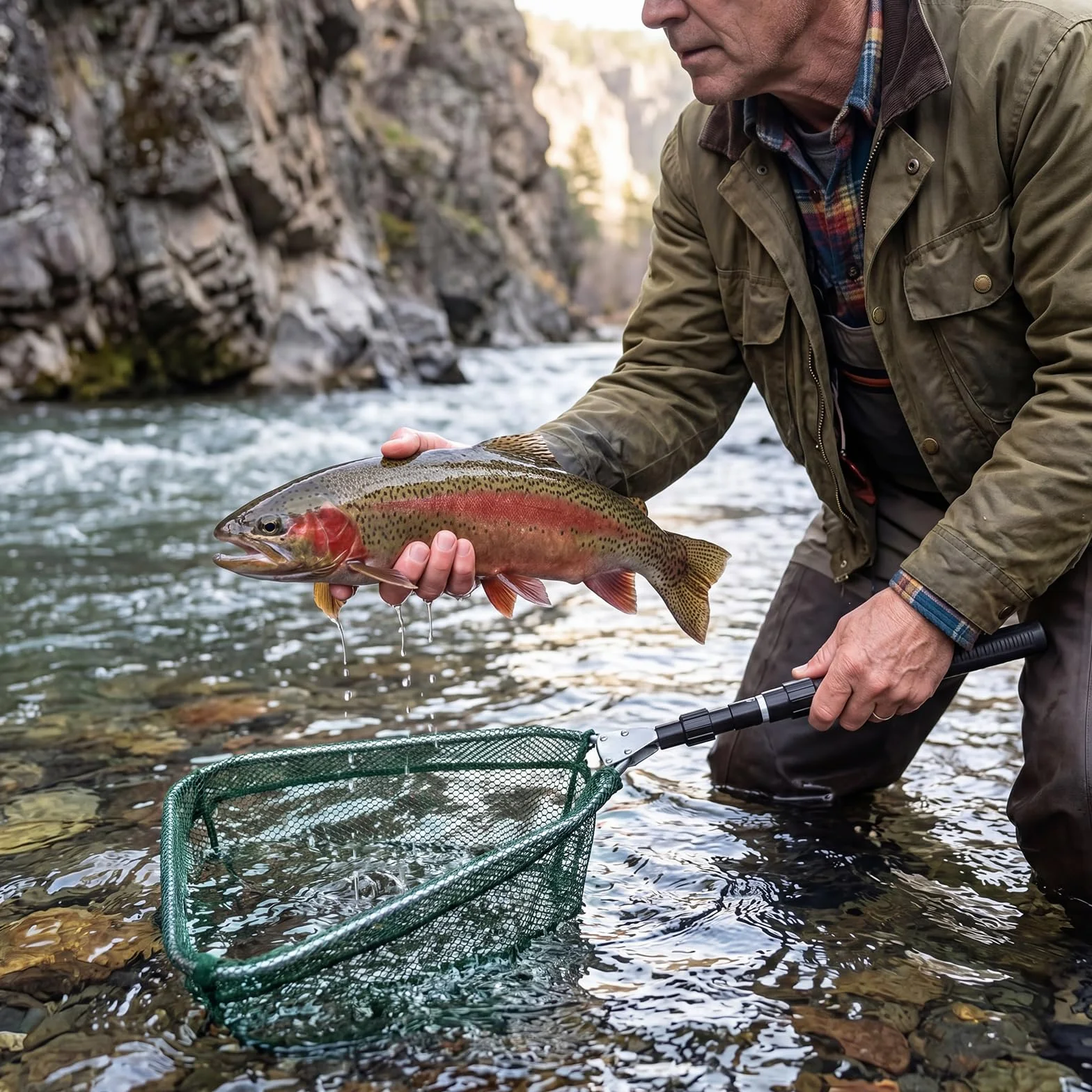 Red de Pesca Plegable Telescópica con Mango Antideslizante para Capturas Accesorio de Pesca al Aire Libre para Estanques