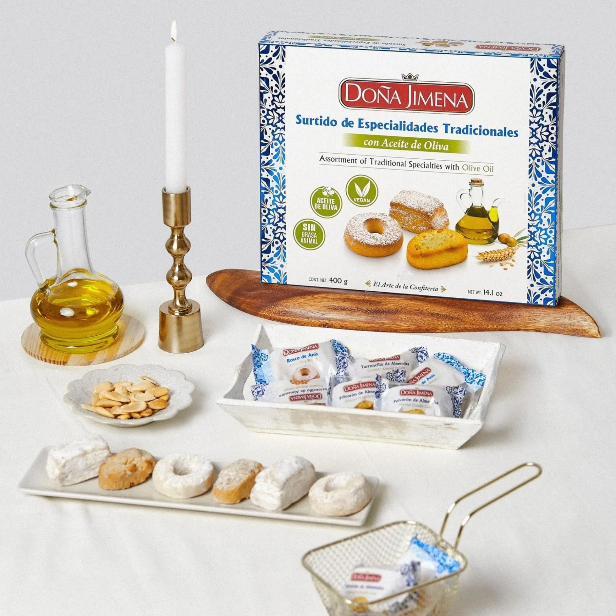 DOÑA JIMENA - Surtido Tradicional con Aceite de Oliva, Producto Vegano, Especialidades, Placer para compartir, 400grCalidad Suprema