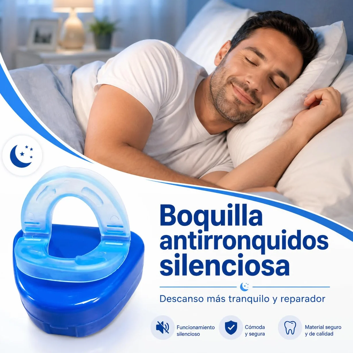 Férula Antirronquidos Ajustable, Dispositivo de Avance Mandibular Termomoldeable
