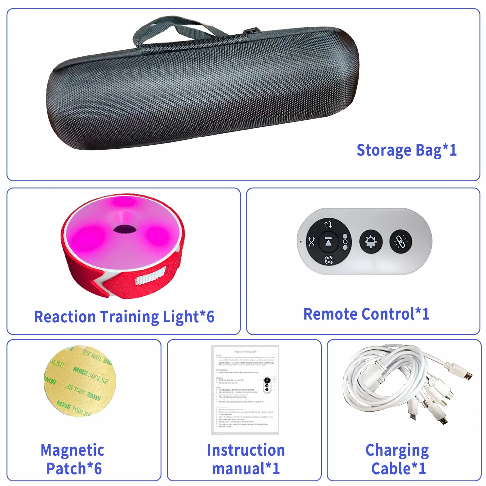 Juego de lámparas de entrenamiento de reacción ágil, 4 colores, 4 modos, control remoto, carga USB