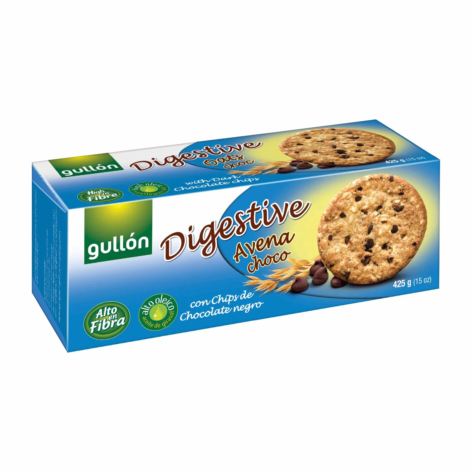 Gullón - Galleta Avena Chocolate Digestive 425g - [PACK de 15] Total: 6,38 kg