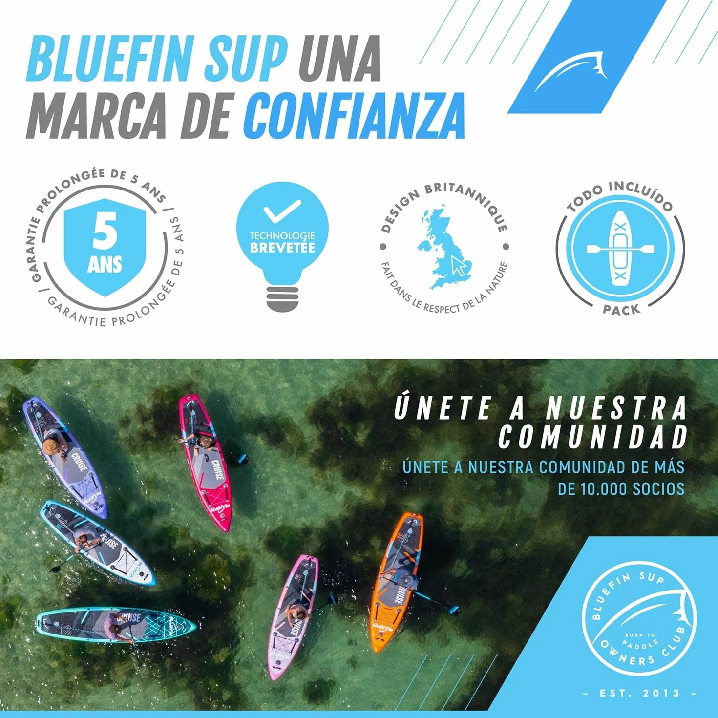 Bluefin SUP Tabla de Paddle Surf Hinchable Cruise 10'8 Adultos Incluye Accesorios