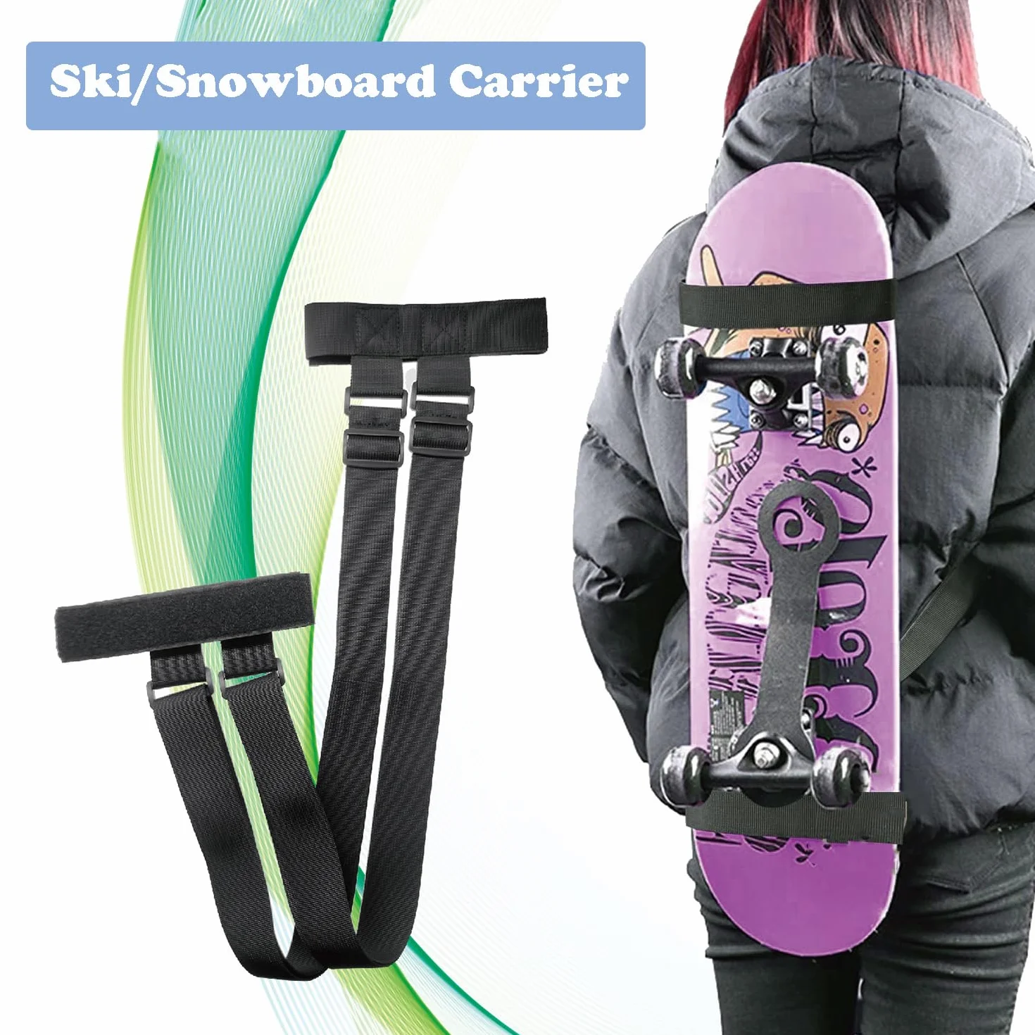 Bolsa Longboard Principiantes Correa Ajustable Mochila Snowboard Monopatín Hombro Skateboard