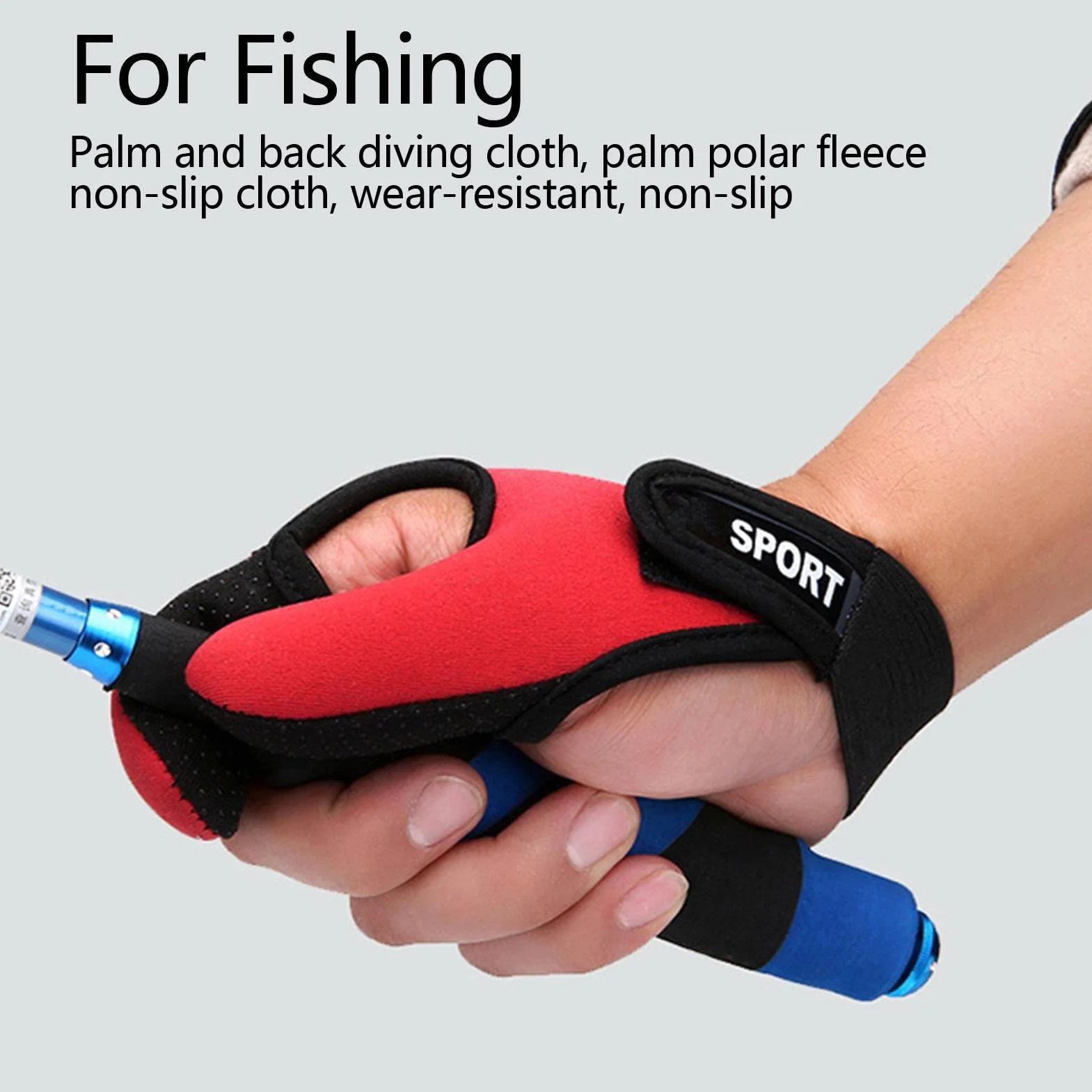Abonda Guantes de pesca antideslizantes de dos dedos para surf, protector universal