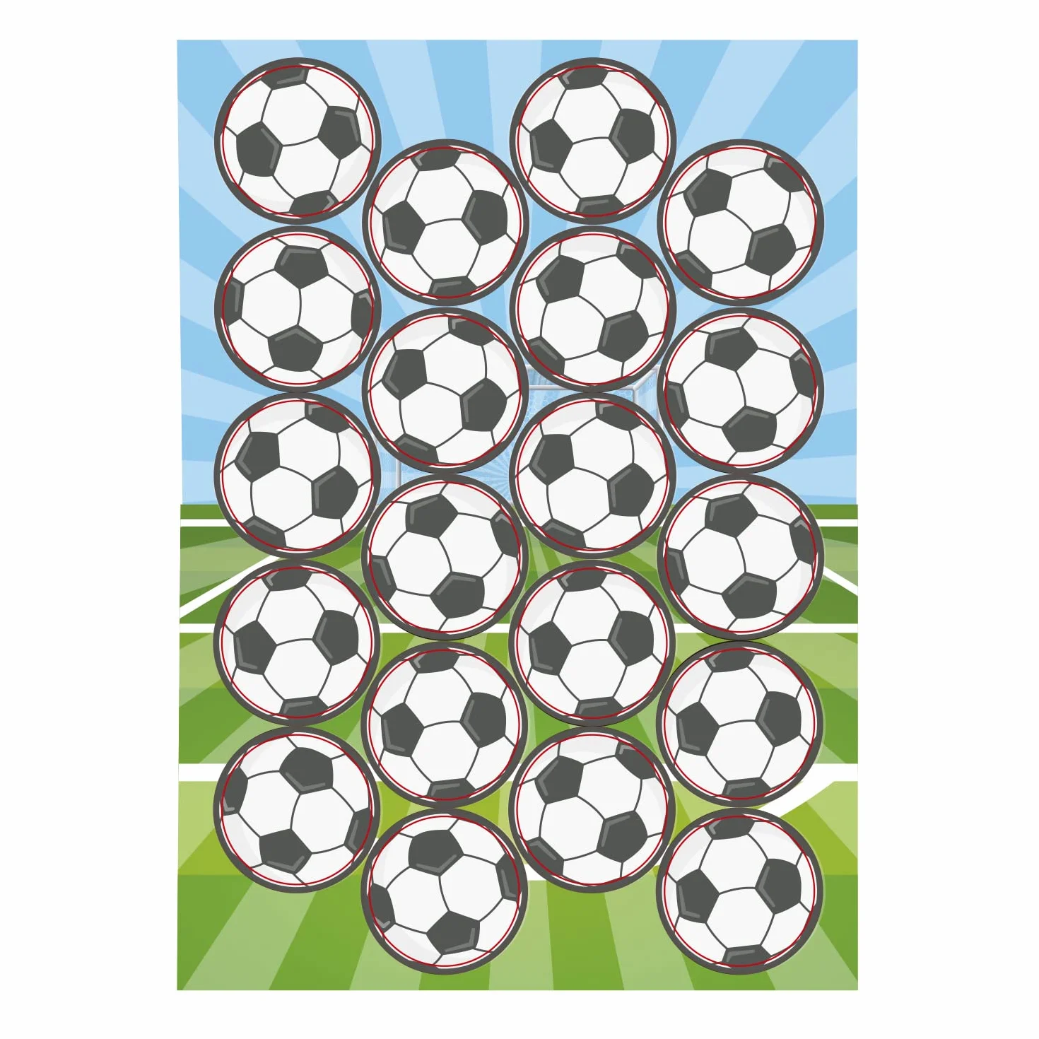 dekora Decoración Comestible de Tartas de Cumpleaños Infantiles Oblea Mini Balones Futbol, 3,4 cm