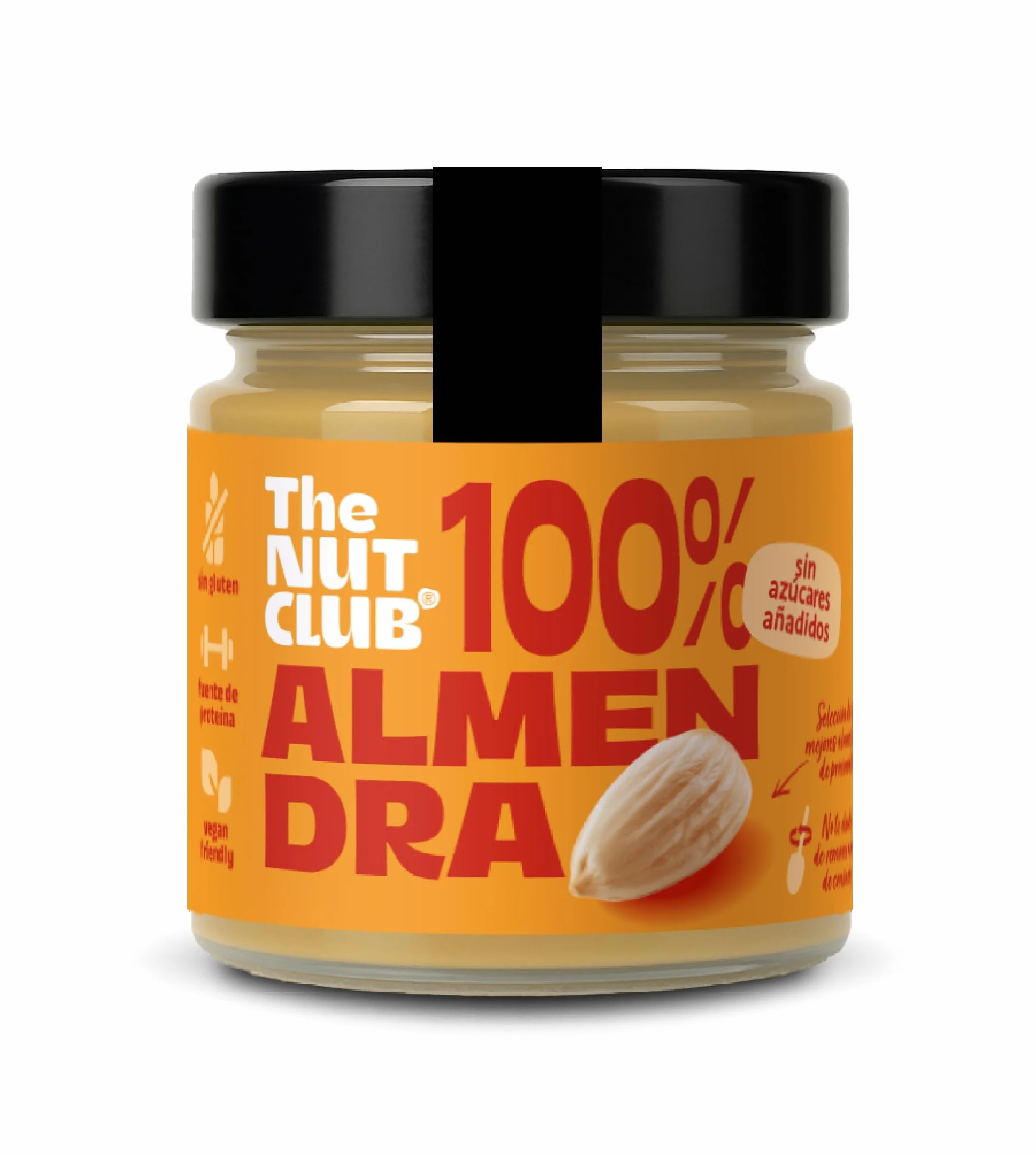 The Nut Club Crema de Almendra 180g 100% Natural, Vegana, Sin Azúcares Añadidos, Sin Gluten, Sabor Intenso y Textura Cremosa, Ideal para Untar, Desayunos, Recetas y Postres
