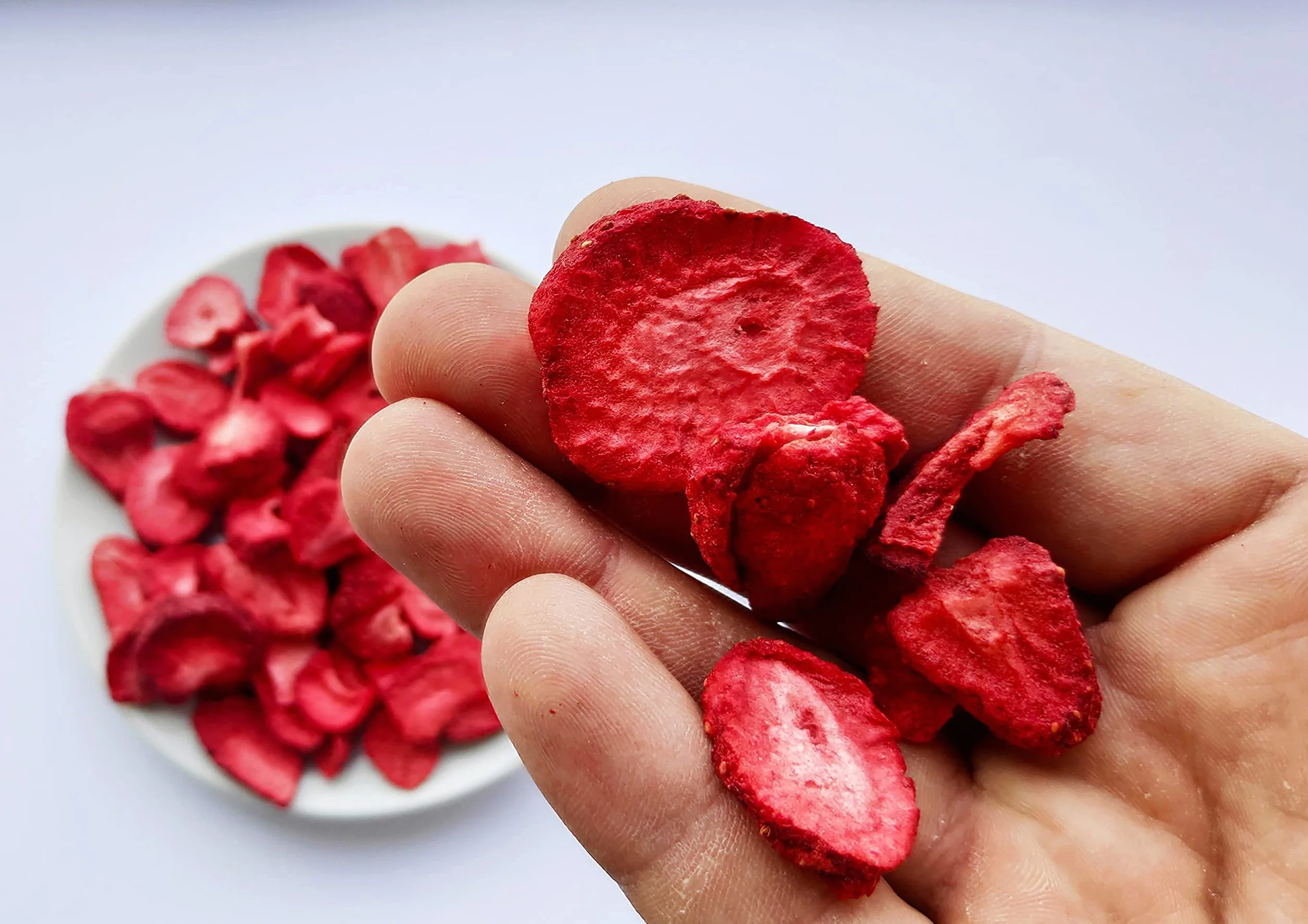 Fresa Liofilizada | Comida Liofilizada | Fresa Deshidratada Fruta Liofilizada | Vegana Cruda 100% Fruta Pura | Freeze Dried Fruit Strawberry Slices de Fresa Sin Azucar Fresas Fruta Escarchada (90g)