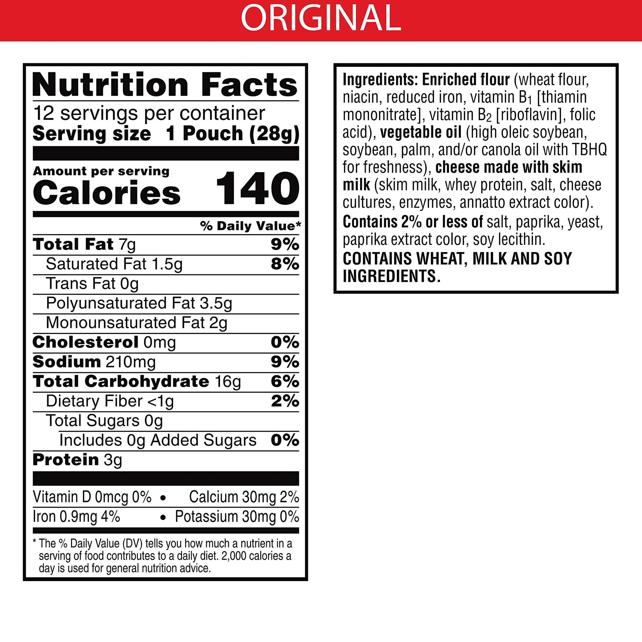 Cheez-It Snack Crackers Original - 12 PK